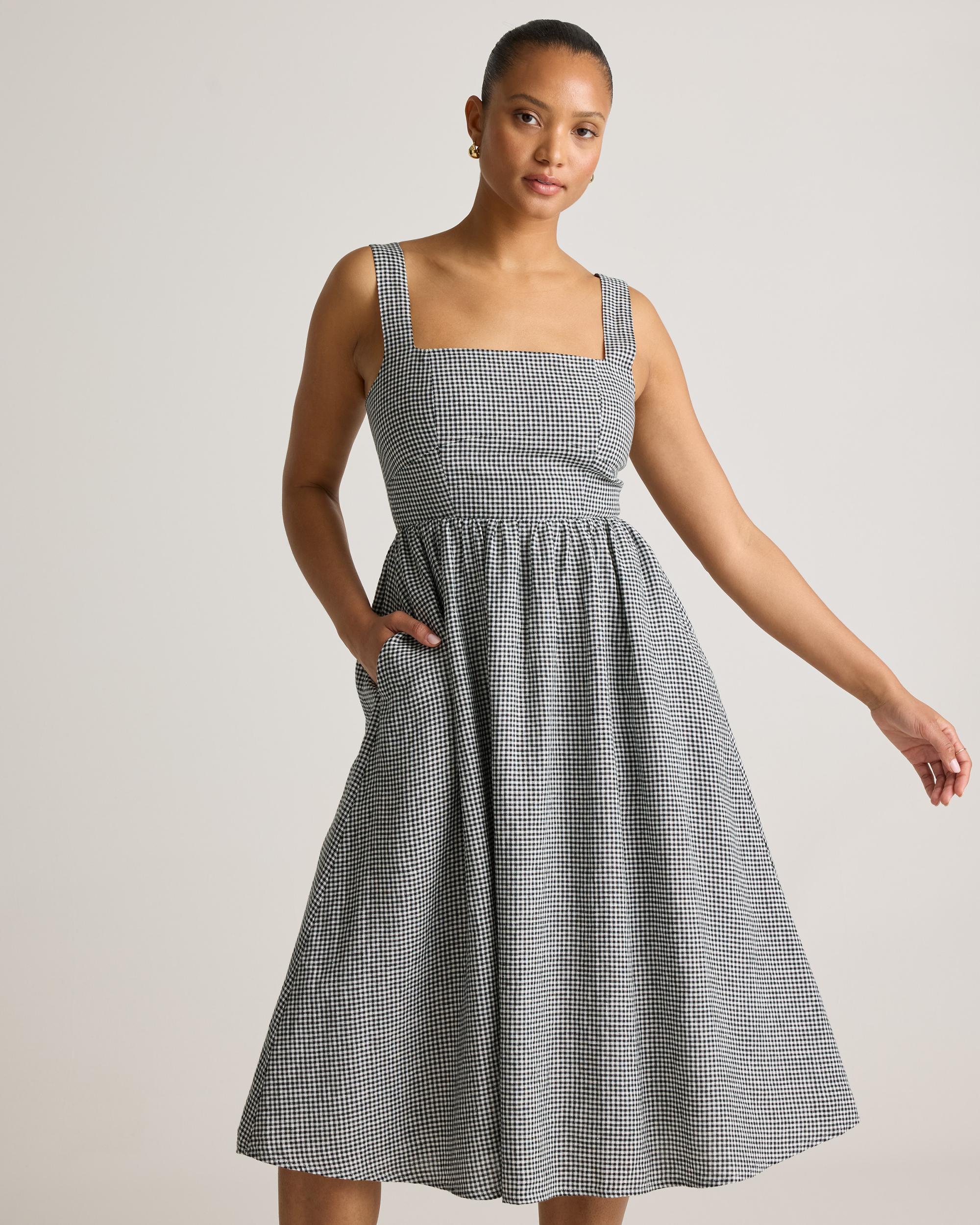 Quince | Women's 100% European Linen Fit & Flare Midi Dress Product Image