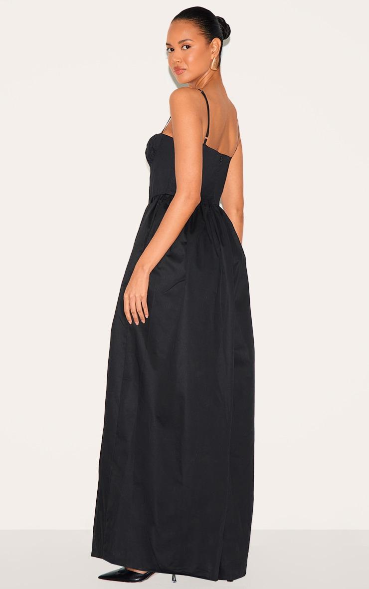 Black Premium Ruched Corset Detail Wide Leg Jumpsuit Product Image