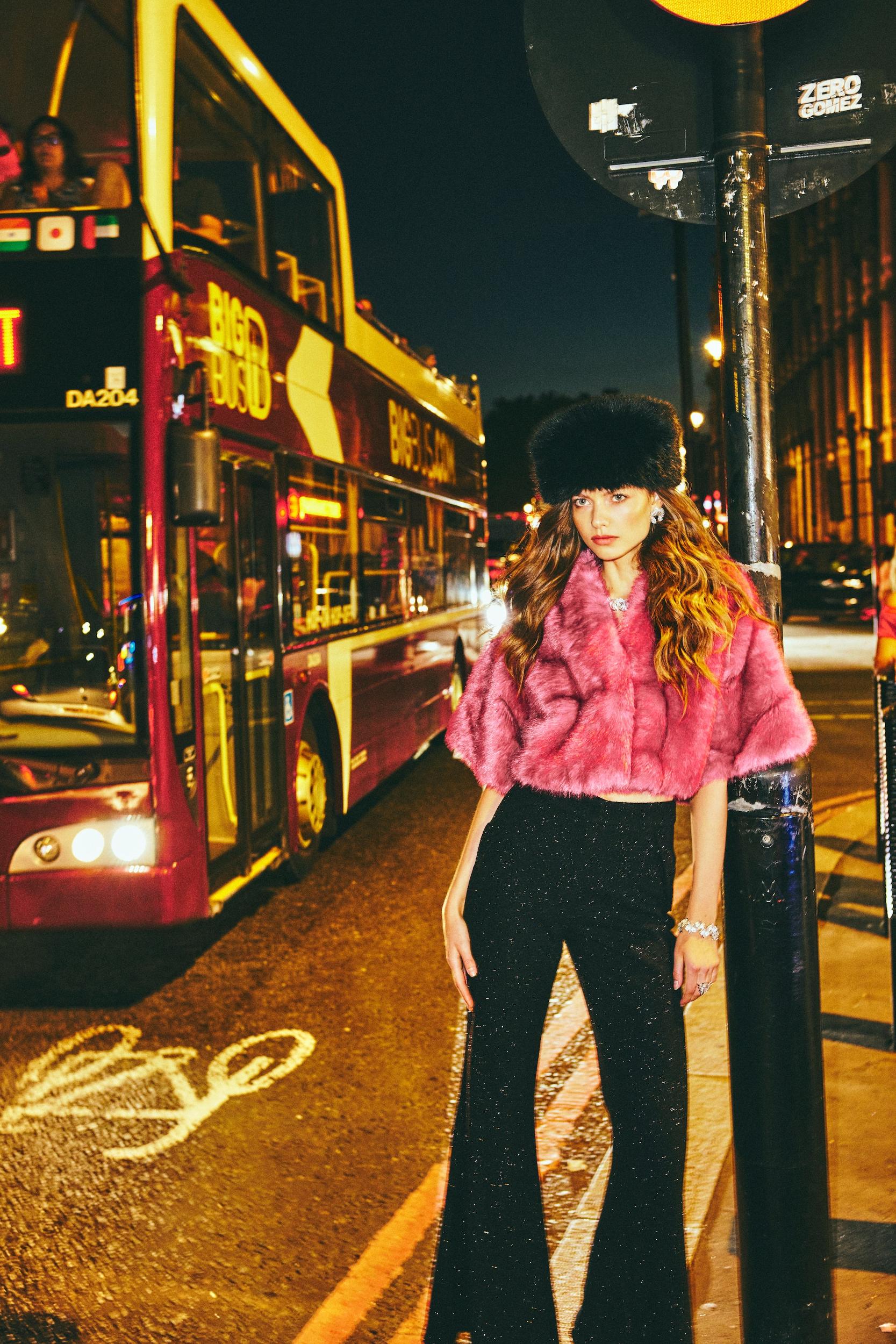 Sophia Fur Coat (Pink) (Final Sale) Product Image