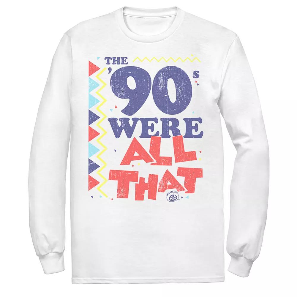 Men's Nickelodeon All That The Nineties Were Retro Poster Long Sleeve Graphic Tee, Size: Medium, White Product Image