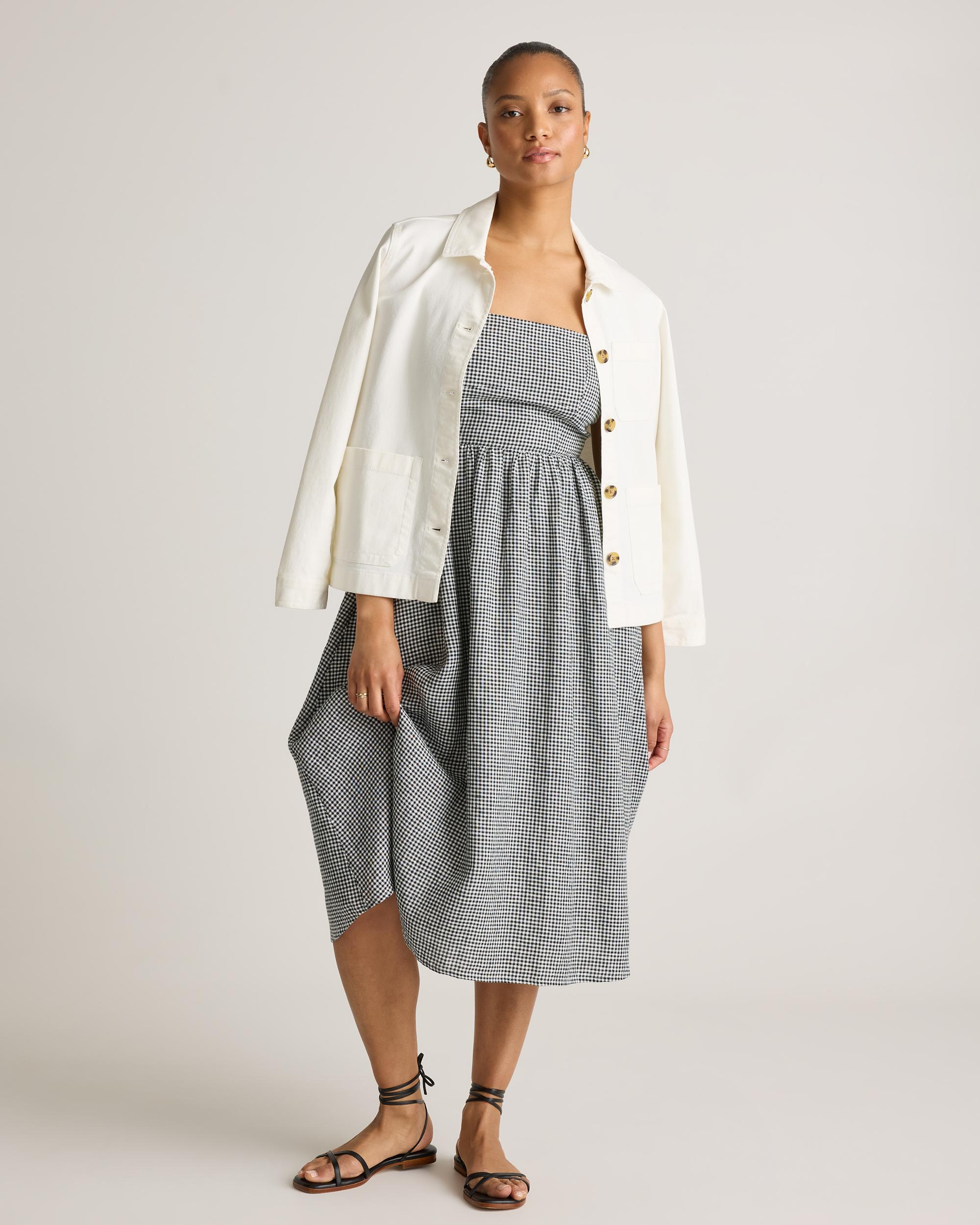 Quince | Women's 100% European Linen Fit & Flare Midi Dress Product Image