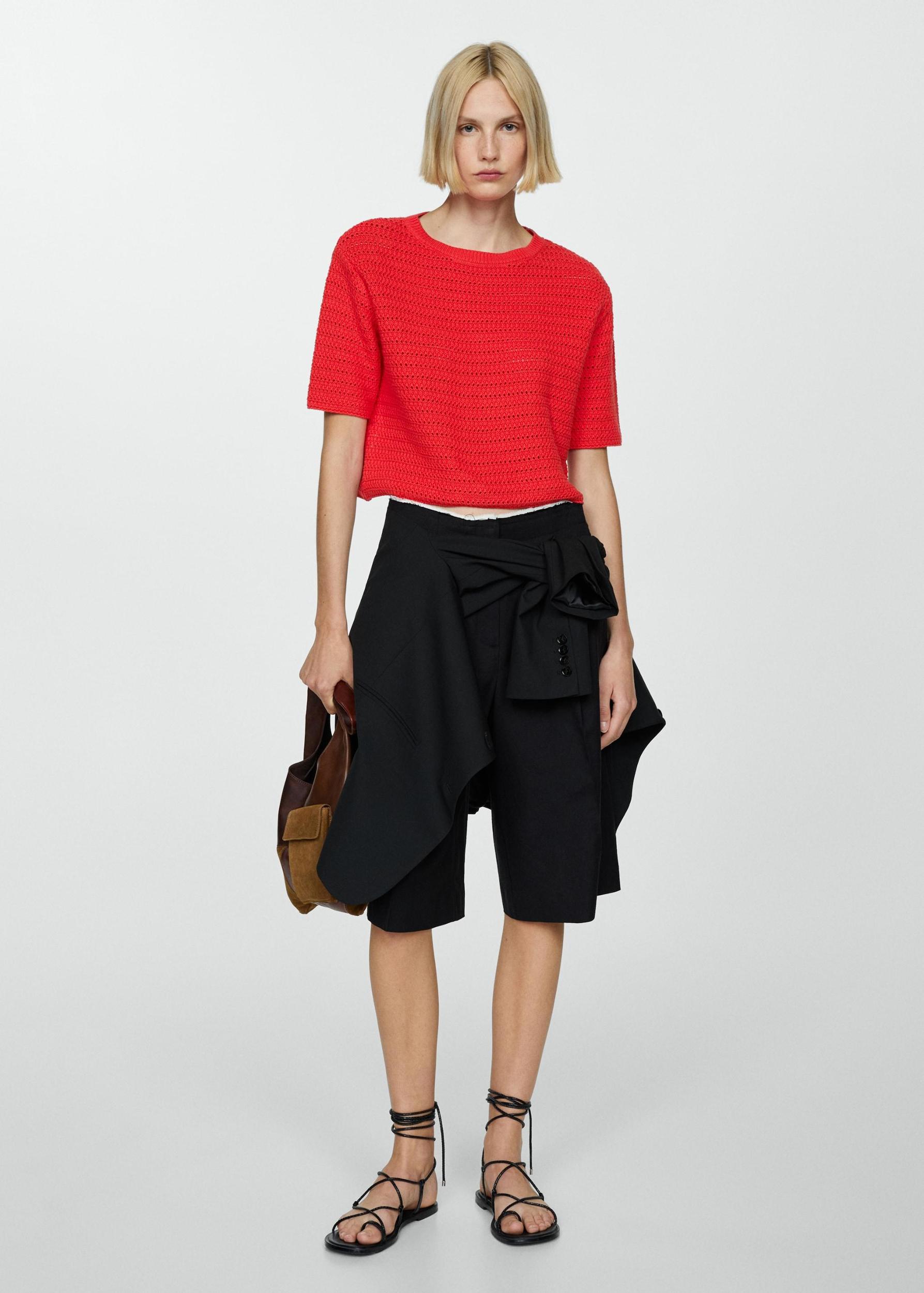 Knitted sweater with openwork details - Women | MANGO USA Product Image