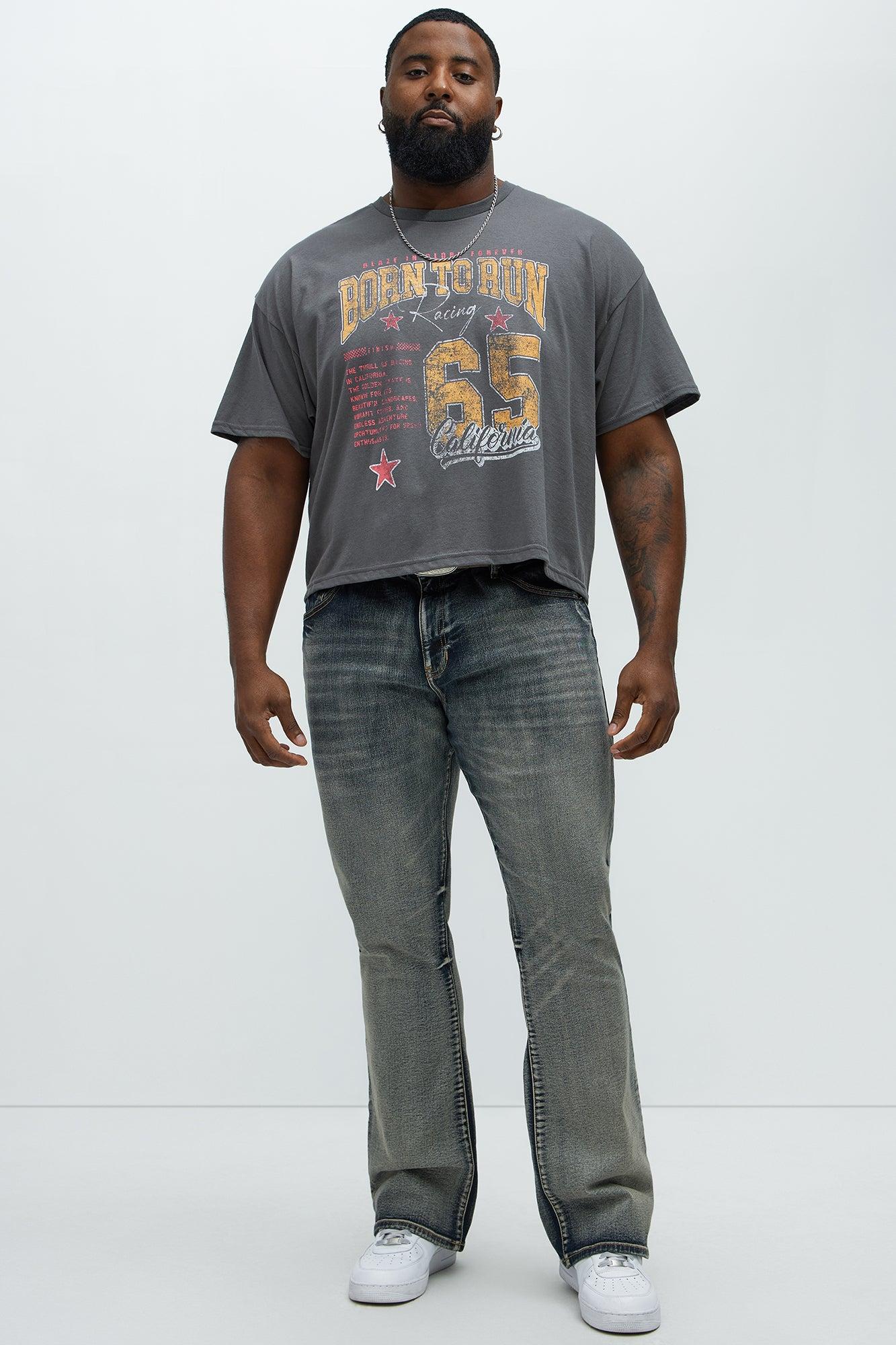 Born To Run Short Sleeve Cropped Tee - Charcoal Product Image