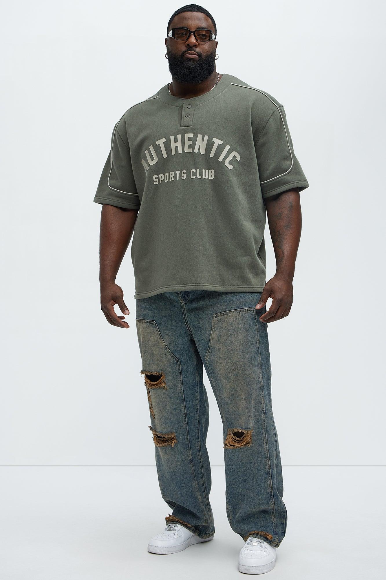 Athletics Sports Club Short Sleeve Henley - Olive Product Image