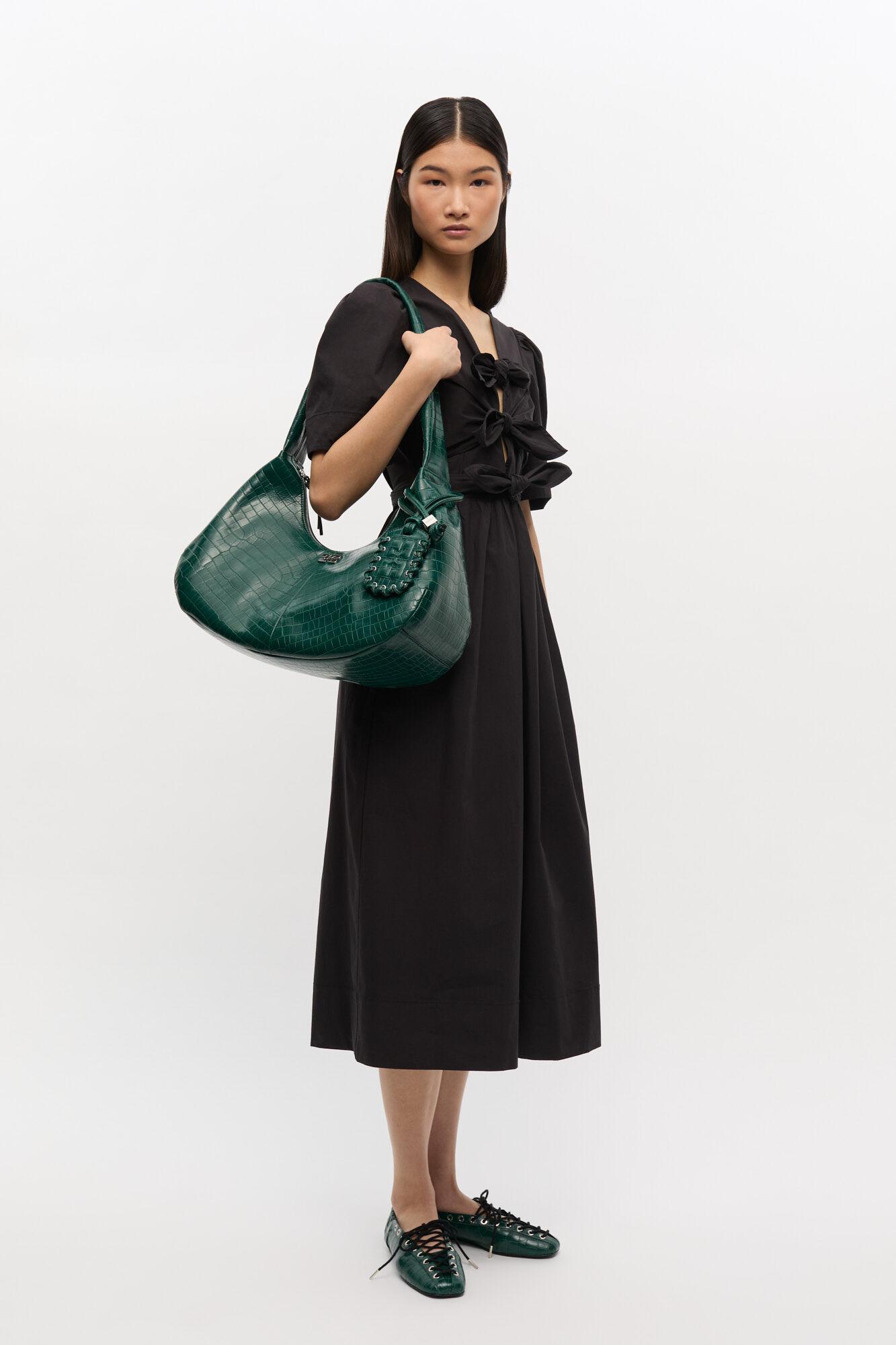 Green Croco Medium Hobo Bag Product Image