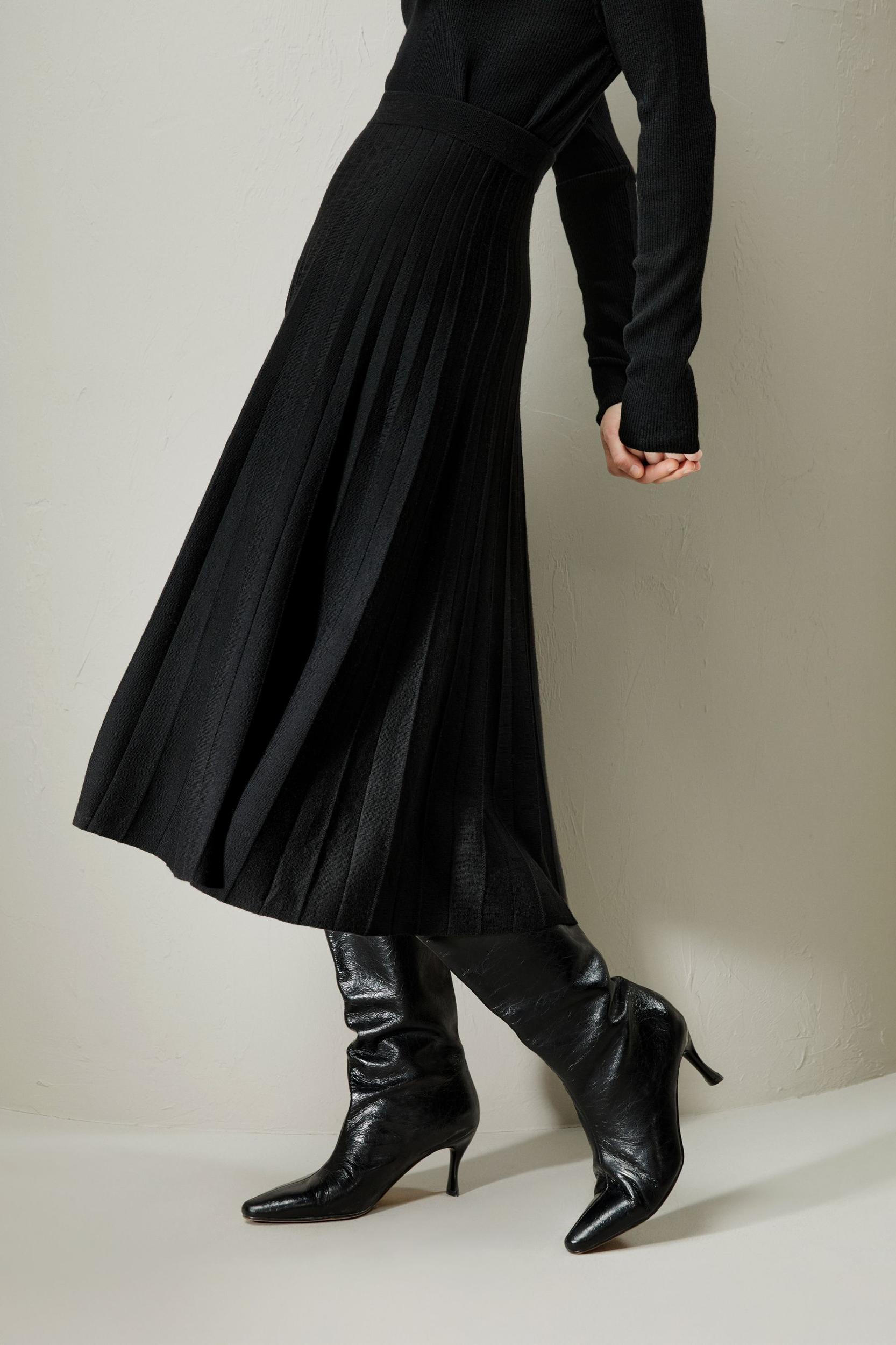 LILYSILK Women Silk Skirt Merino Wool Caramel 100% Ultra Fine Merino Wool Over-The-Knee Length M Product Image