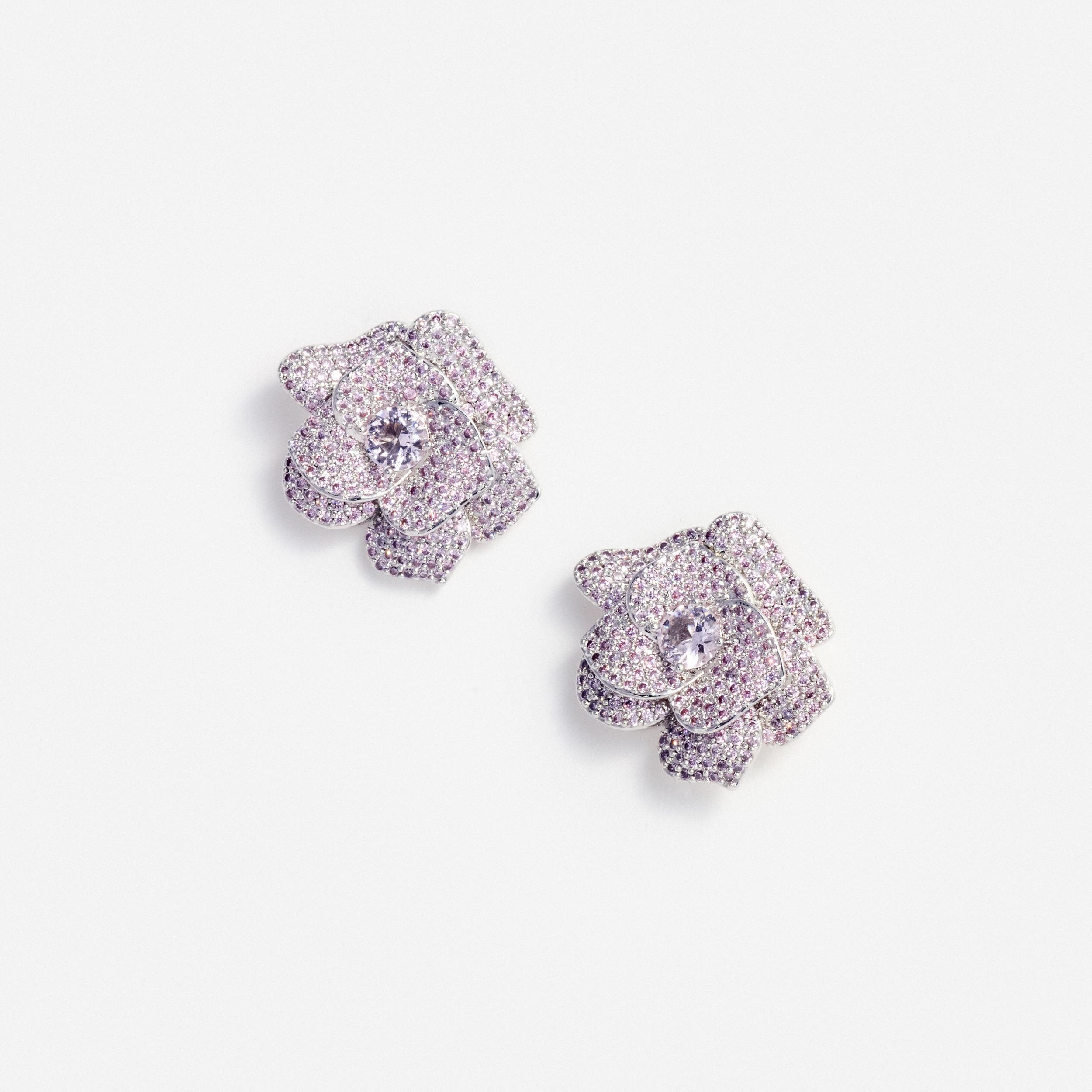 Pink Crystal Flower Earrings Product Image