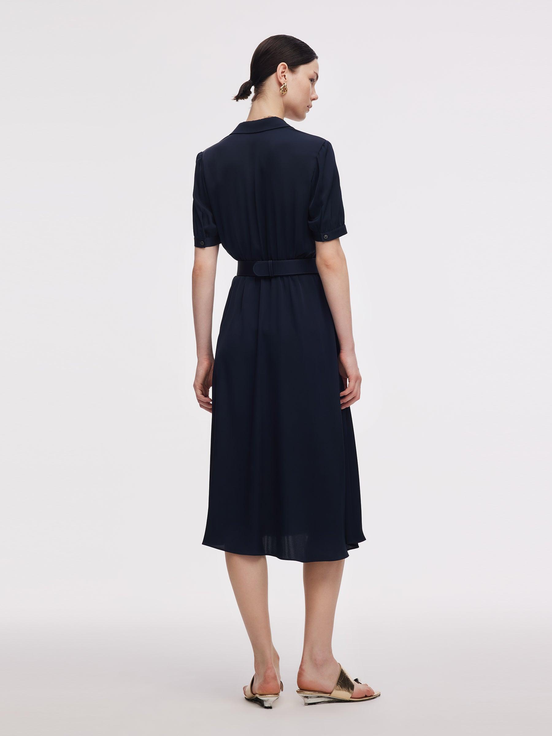 22MM Mulberry Silk Women Midi Dress With Belt Product Image