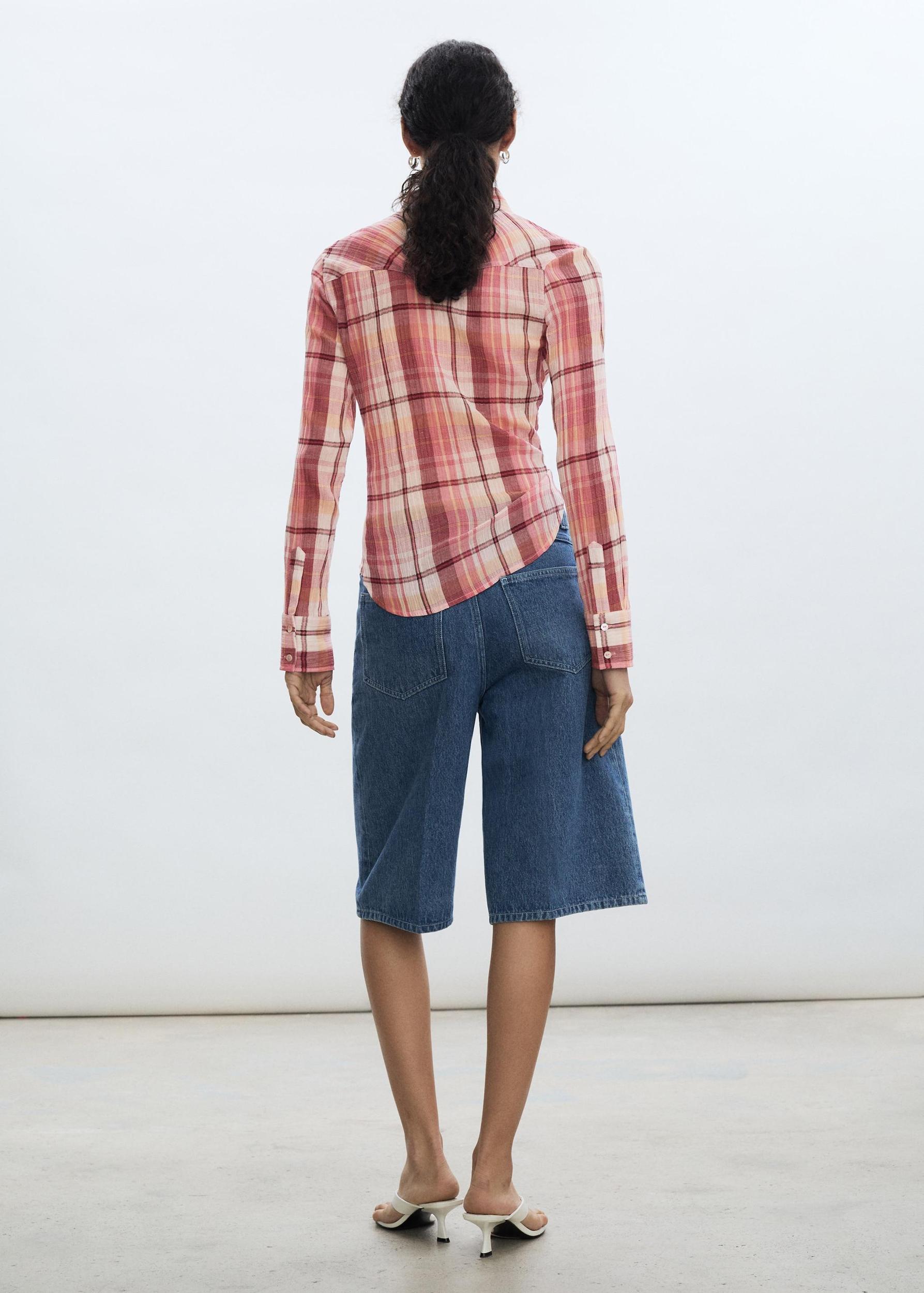 Check cotton shirt - Women | MANGO USA Product Image