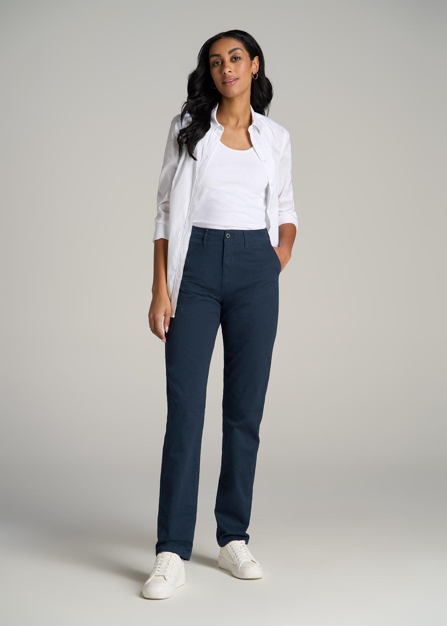 High Rise Tapered Chino Pants for Tall Women in Marine Navy Female Product Image