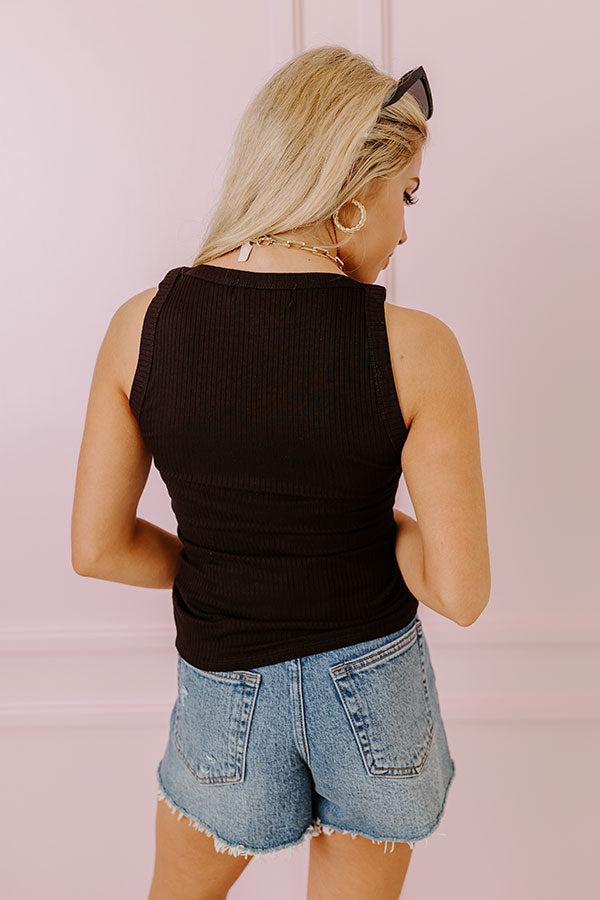 Carefree Days Ribbed Tank in Black Product Image
