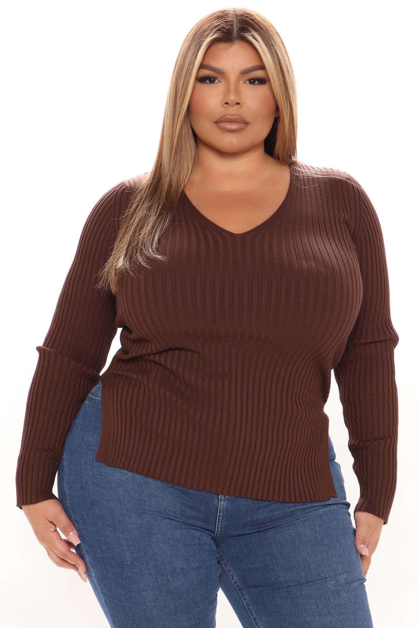 Giving Me The Feels Sweater - Chocolate Female Product Image