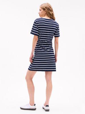 Stripe Belted Gold Button T-Shirt Dress Product Image