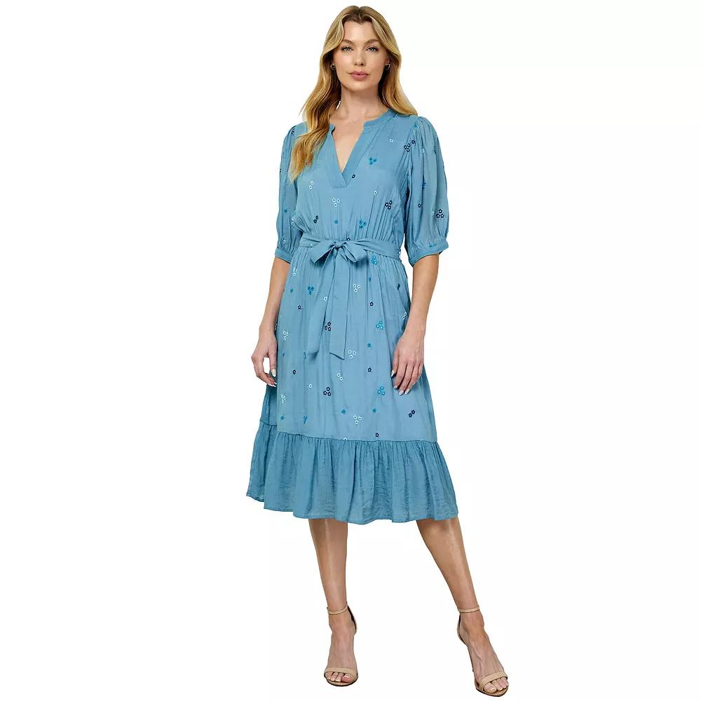 Women's Figueroa & Flower Embroidered Peasant Dress,  Product Image