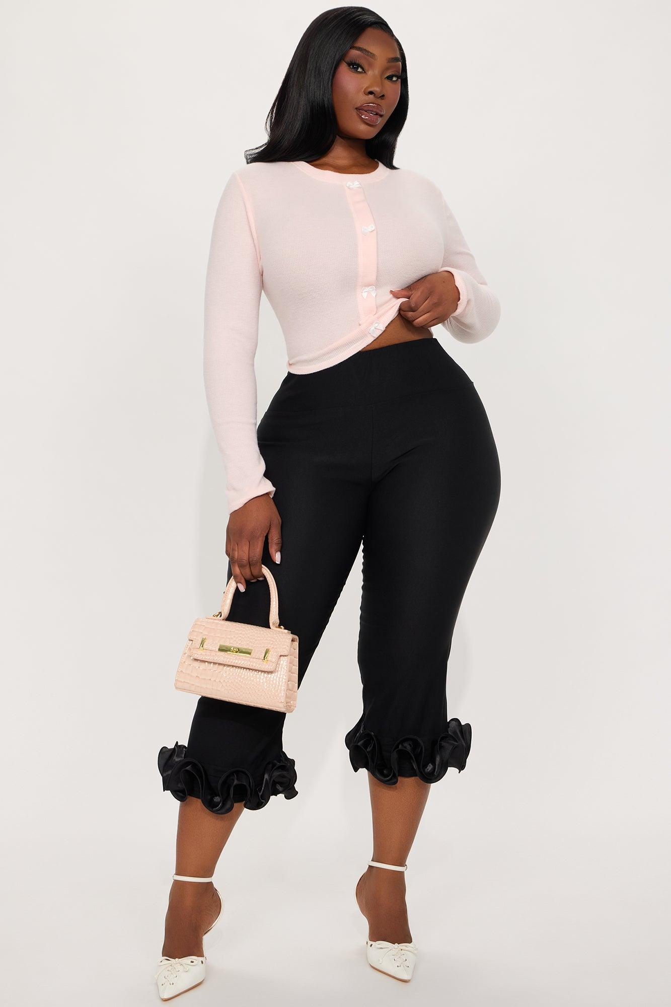 Lilibet Ruffle Capri Legging - Black Product Image