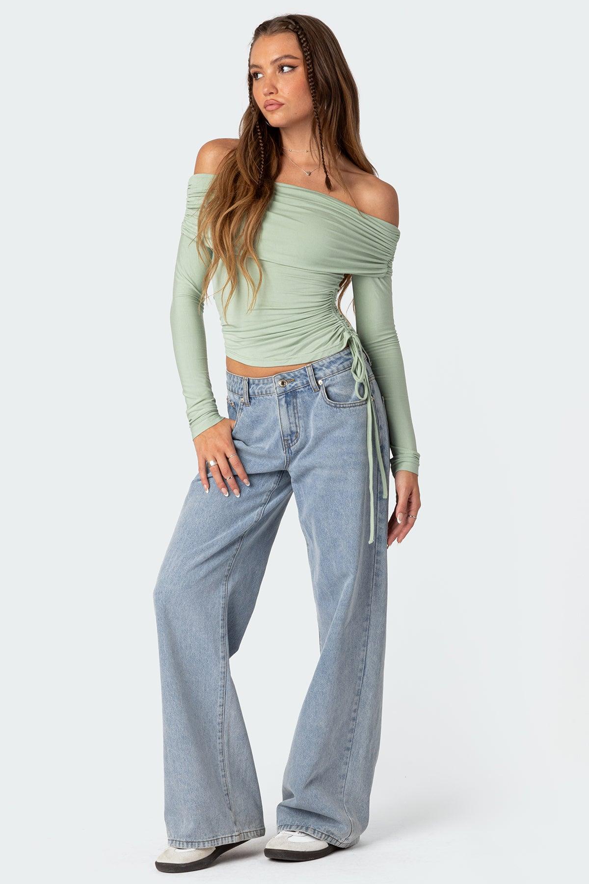 Gathered Fold Over Drawstring Top Product Image