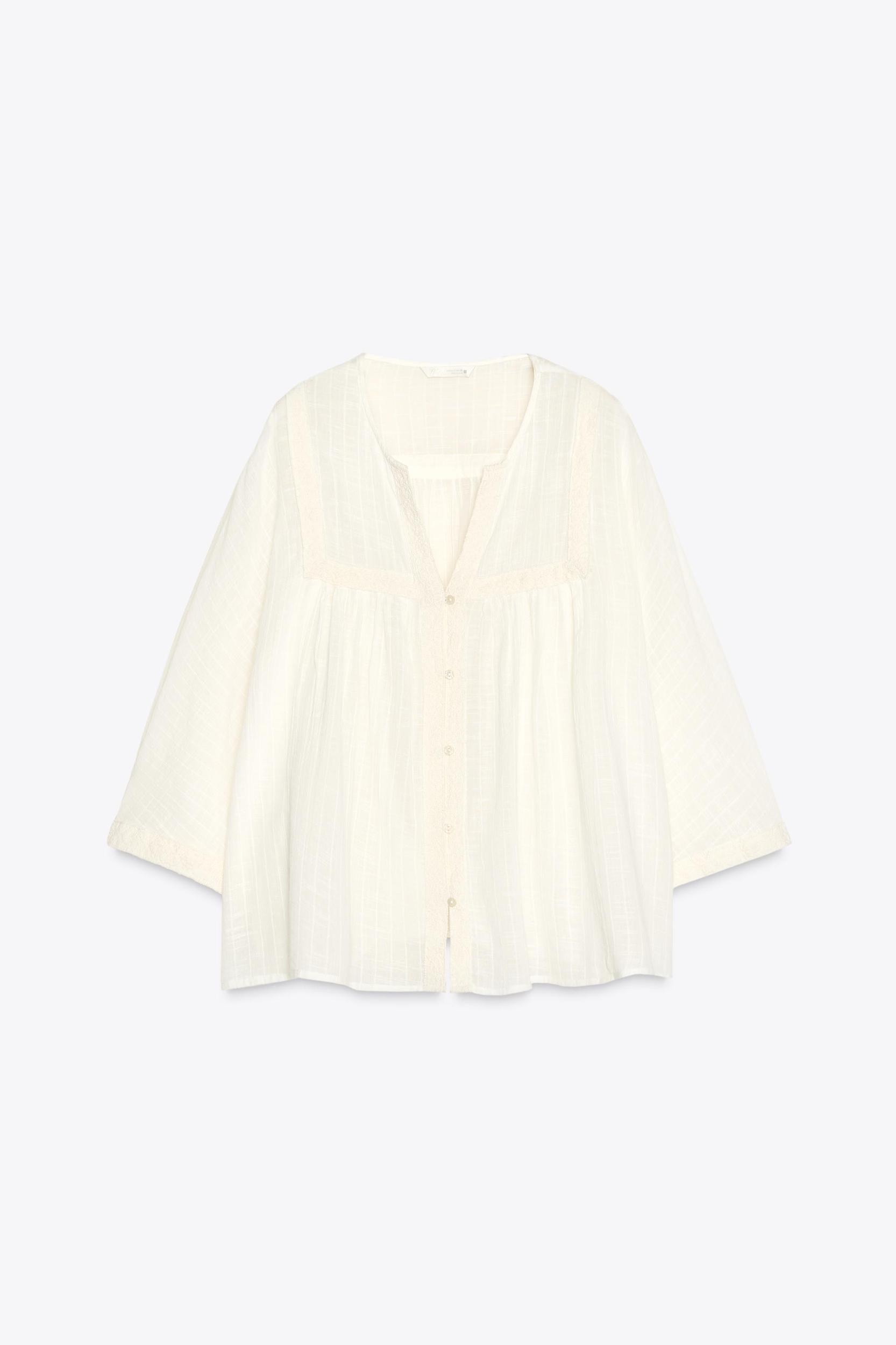 EMBROIDERED WIDE SLEEVE BLOUSE Product Image