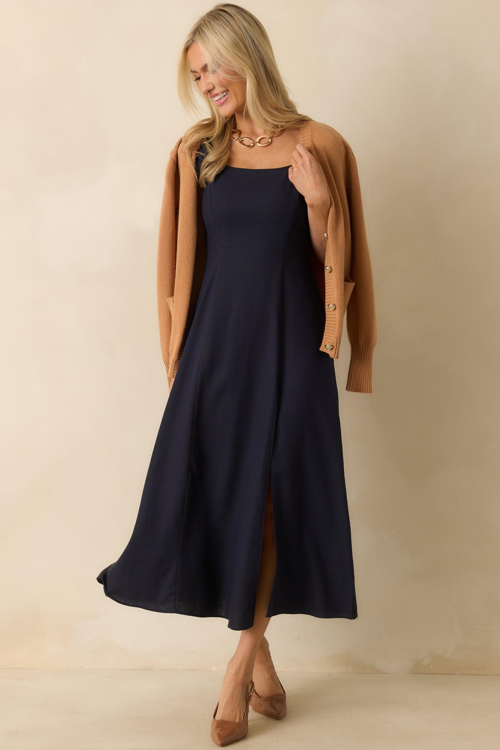 Radiant Reverie Navy Midi Dress Product Image