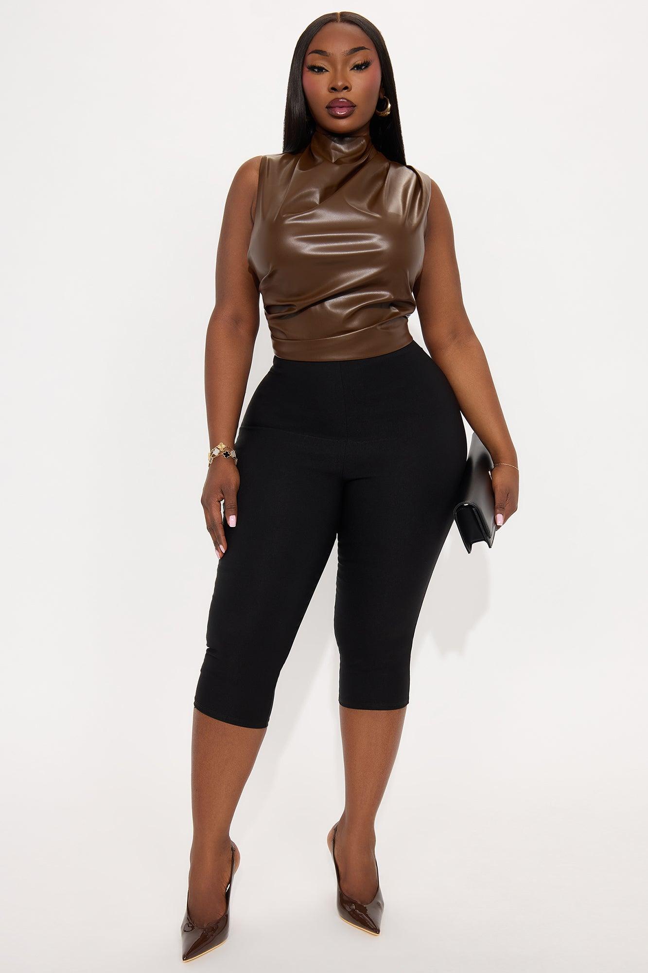 Fall Out Faux Leather Top - Brown Female Product Image
