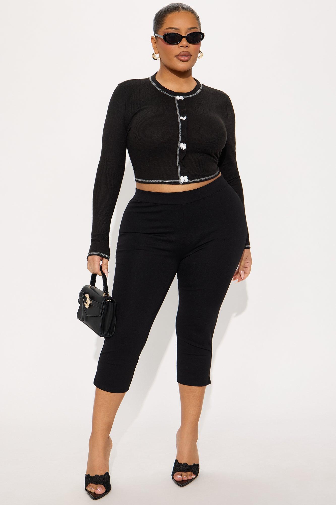 Perfect Tie Ribbed Top Long Sleeve Top - Black Product Image
