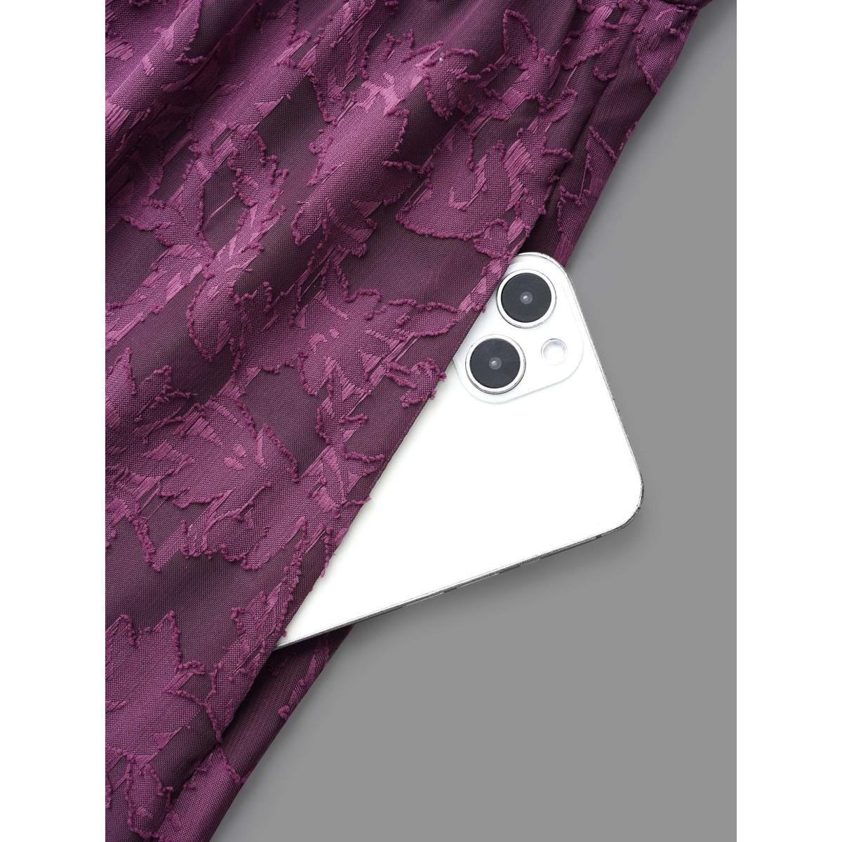 Plus Size V Neck Burn-out Fabric Midi Dress Deeppurplered Women Elegant Texture V-neck Elbow-length sleeve Curvy BloomChic 28/5X Product Image