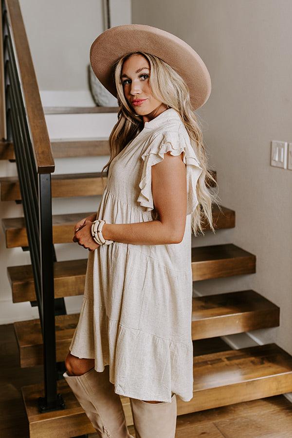 Newsworthy Style Linen-Blend Babydoll Dress In Stone Product Image