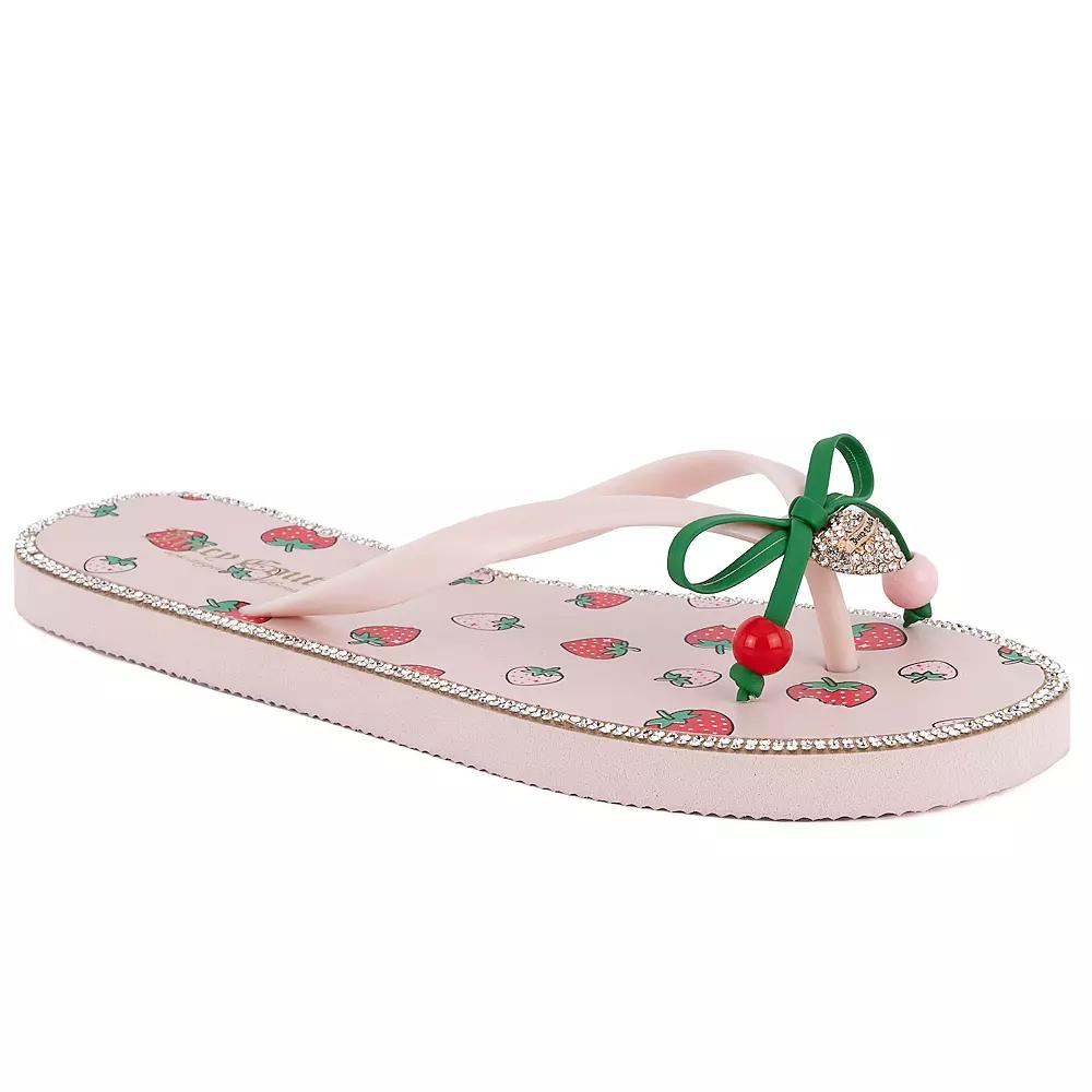 Juicy Couture Slurpy Women's Flip Flops, Size: 11, Pink Strawberries Product Image