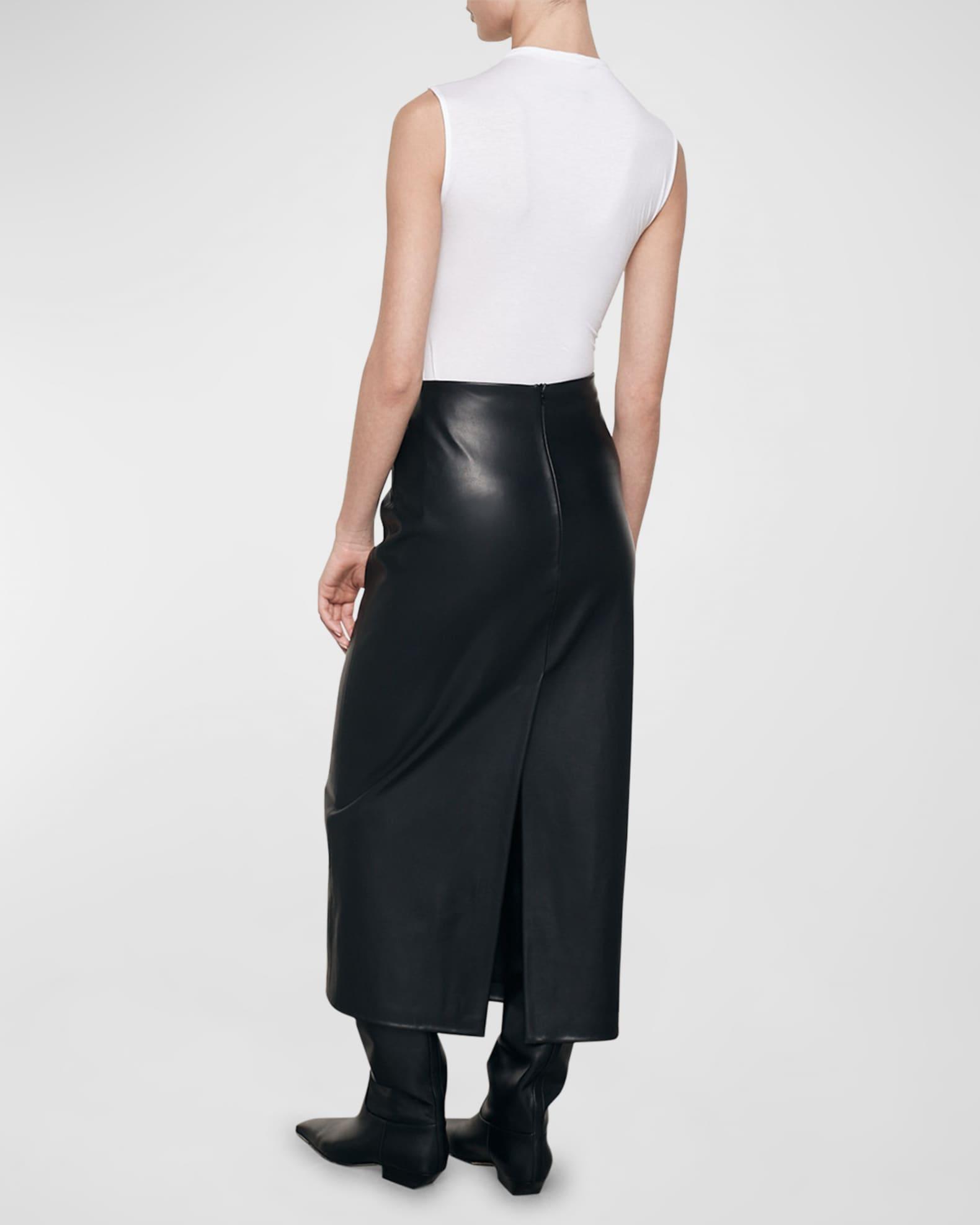 Ankle-Length Faux Leather Skirt  Product Image