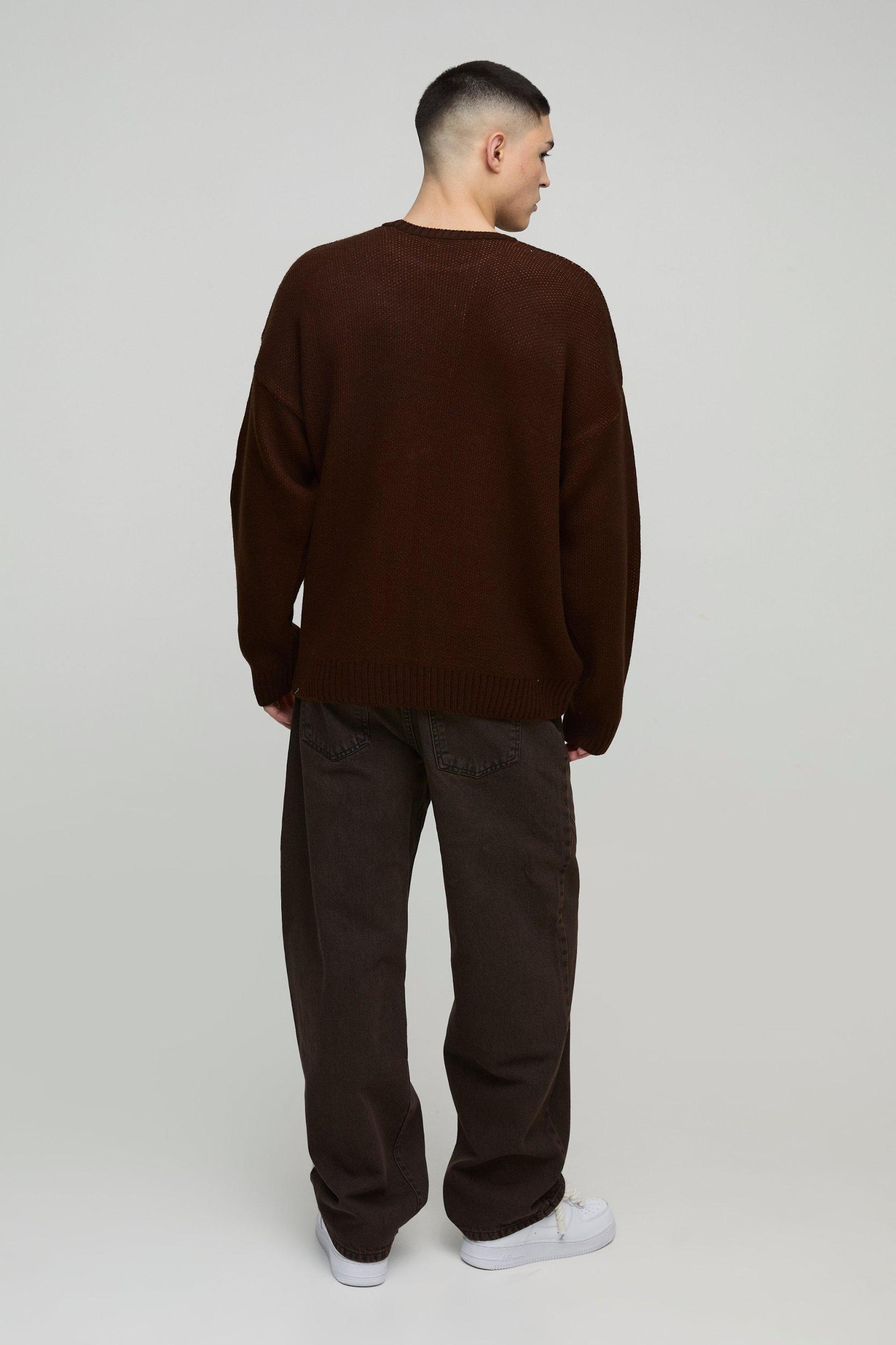 Oversized Teddy Graphic Knitted Sweater | boohooMAN USA Product Image