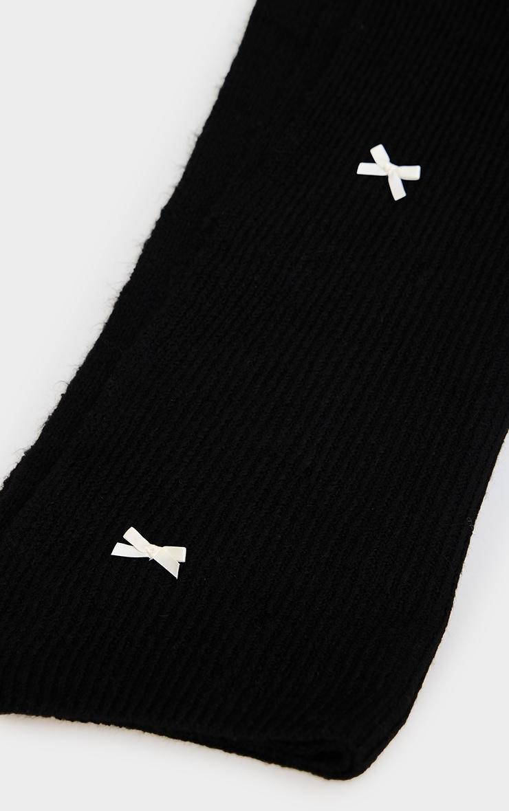 Black Bow Detail Rib Scarf Product Image