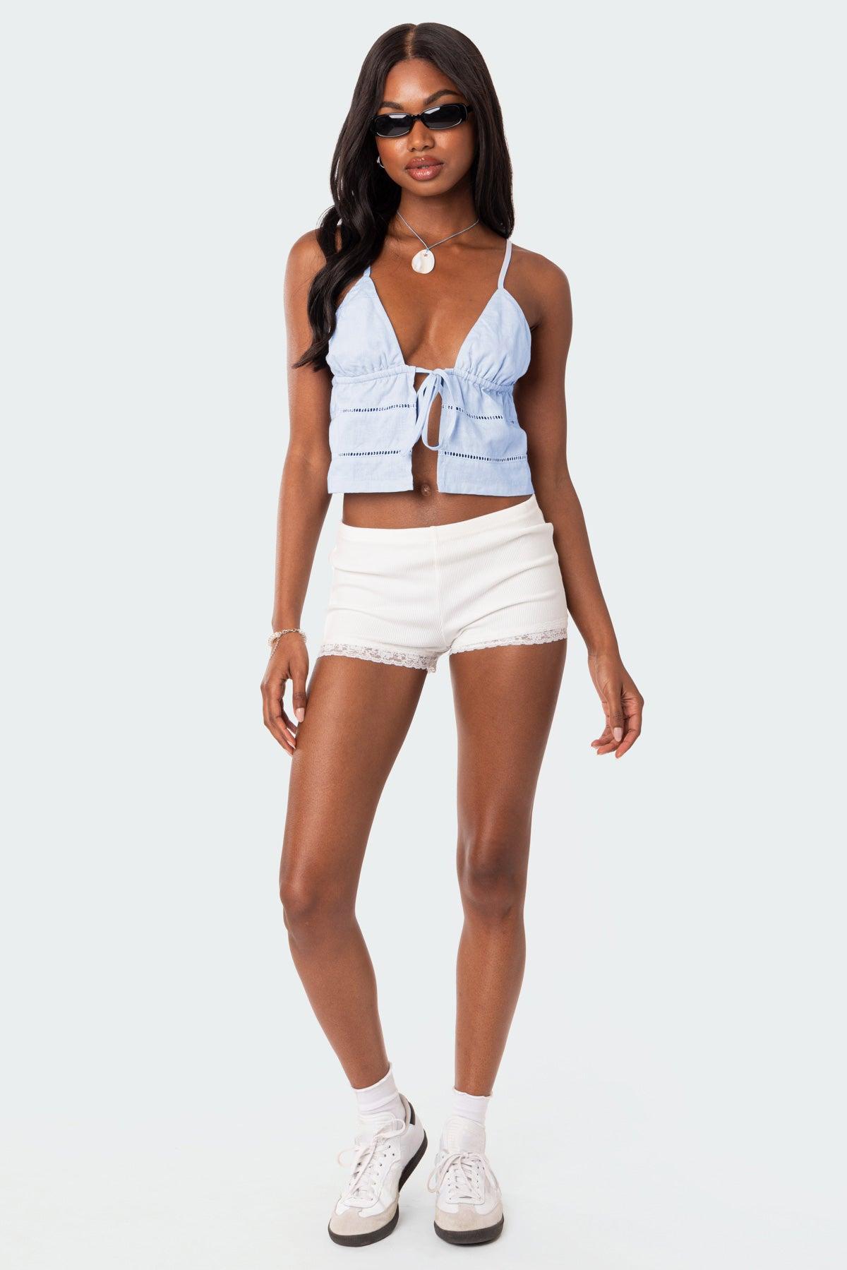 Candy Cotton Tie Front Tank Top Product Image