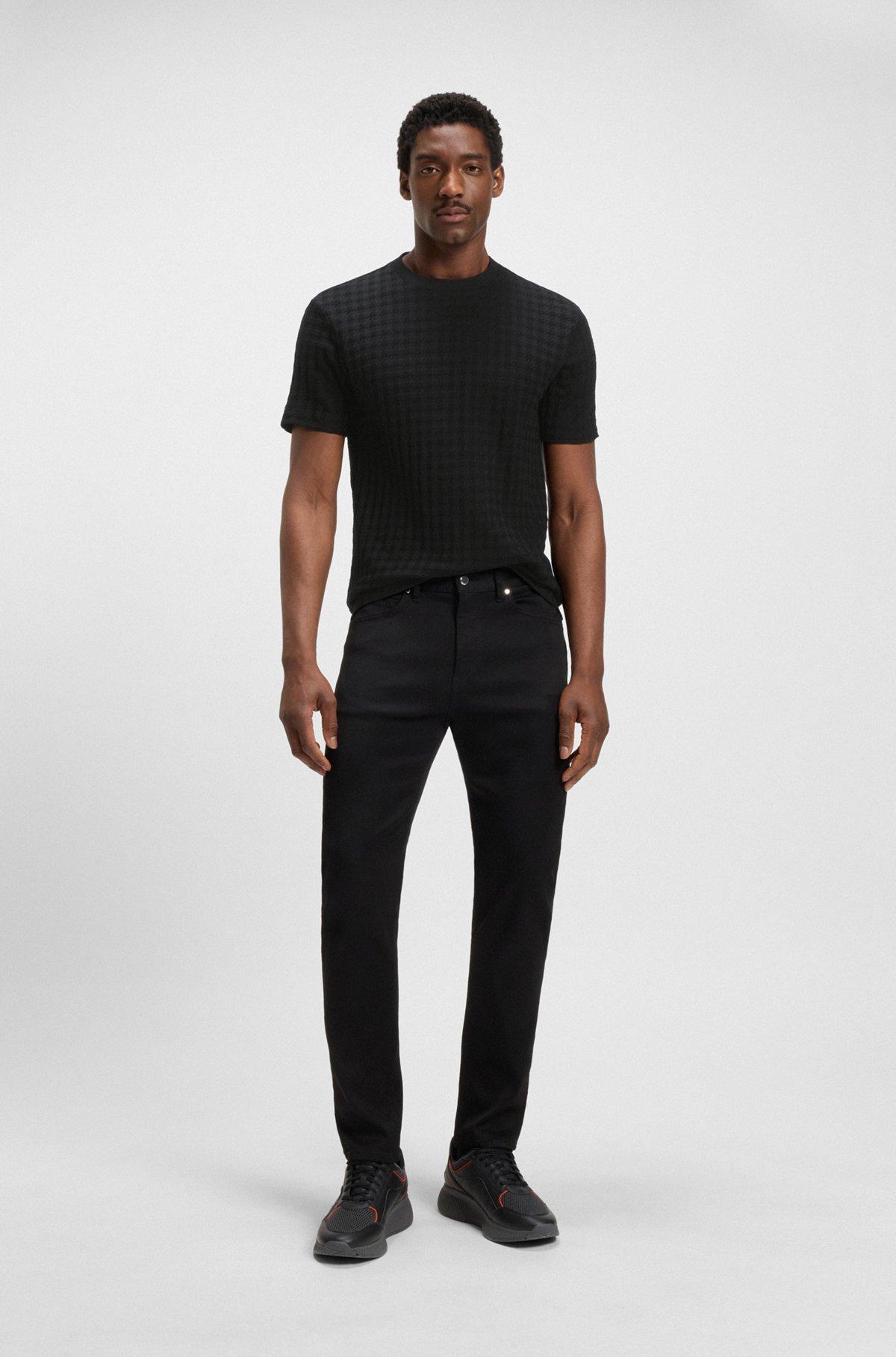 BOSS - Porsche x BOSS houndstooth-patterned T-shirt in mercerized cotton - Black Product Image