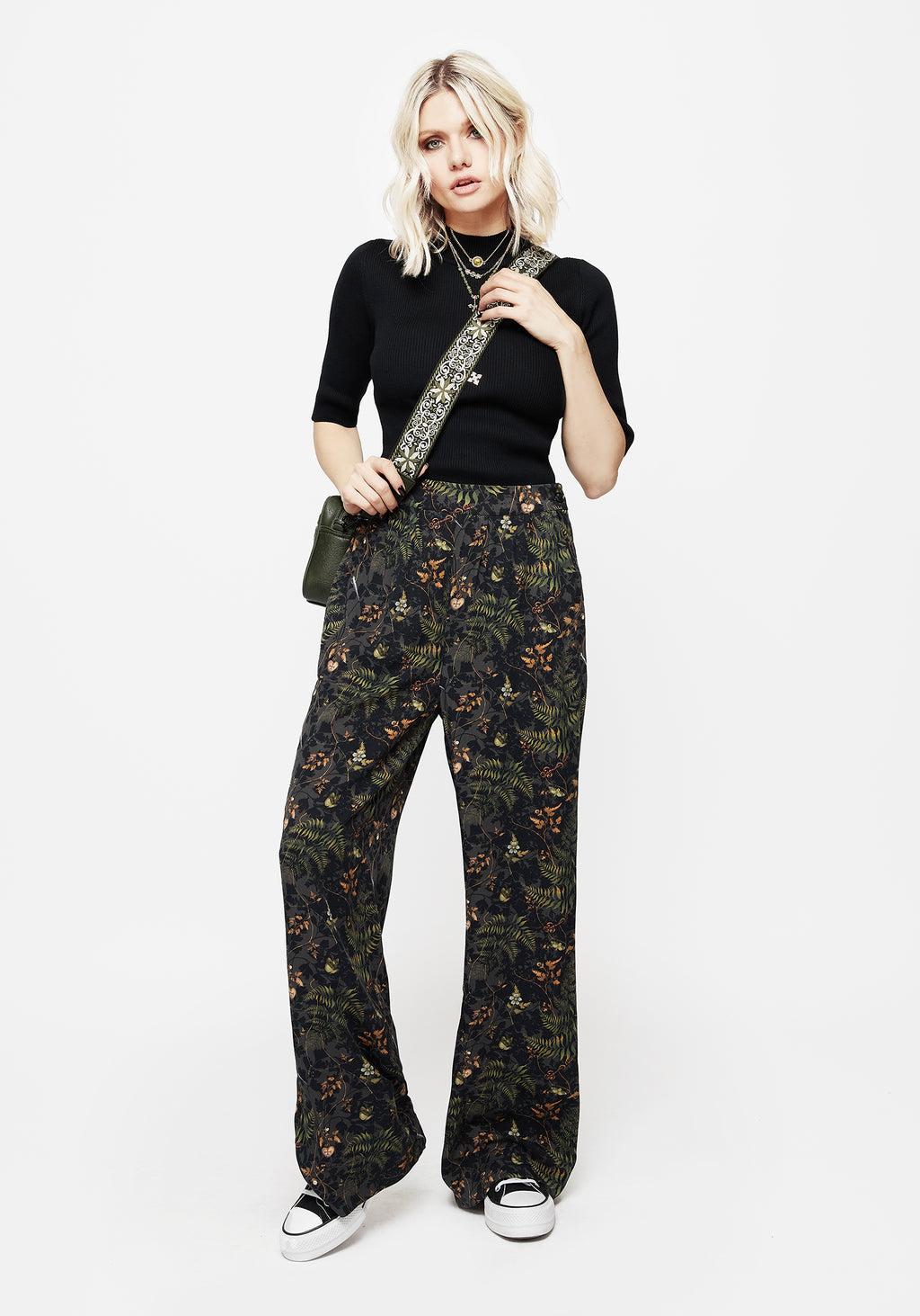 Wither Fern Print Wide Leg Trousers Product Image