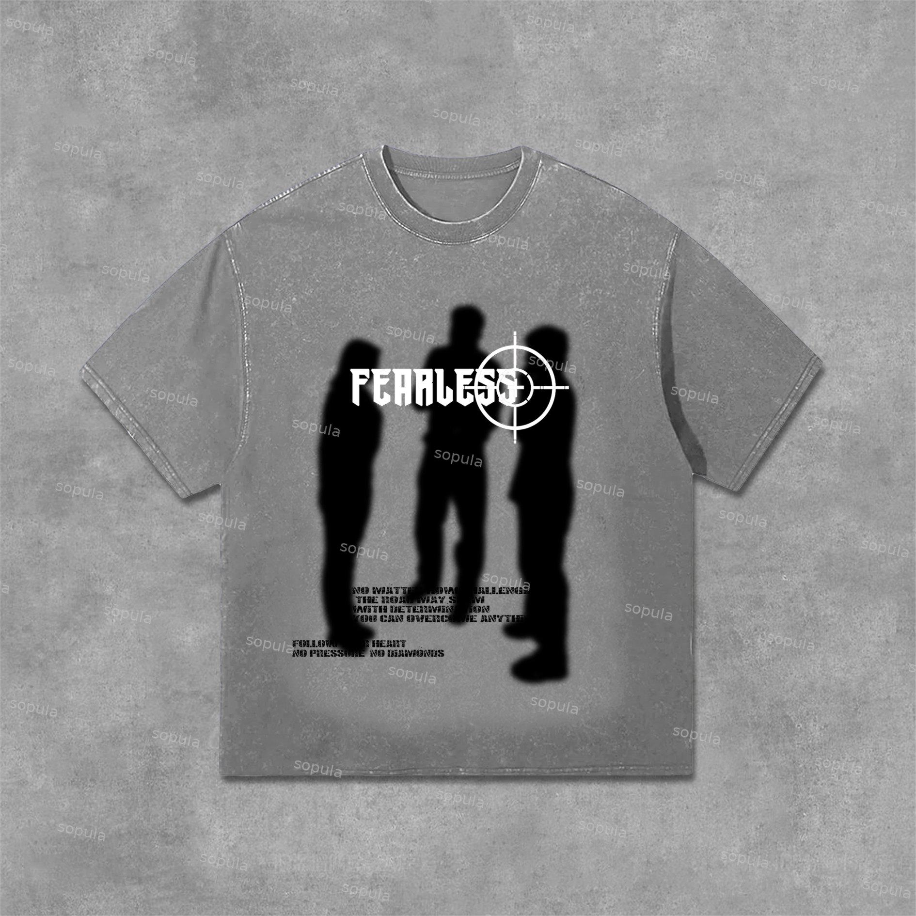 Sopula Fearless Blurred Street Portrait Graphic Print Acid Washed T-Shirt Product Image