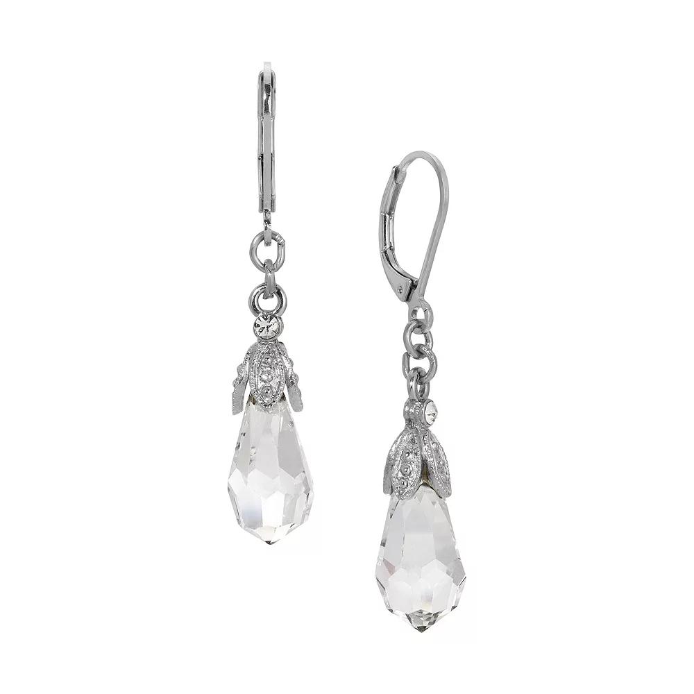 1928 Crystal Drop Leverback Earrings, Women's, Silver Product Image