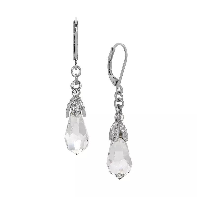 1928 Crystal Drop Leverback Earrings, Women's, Silver Product Image