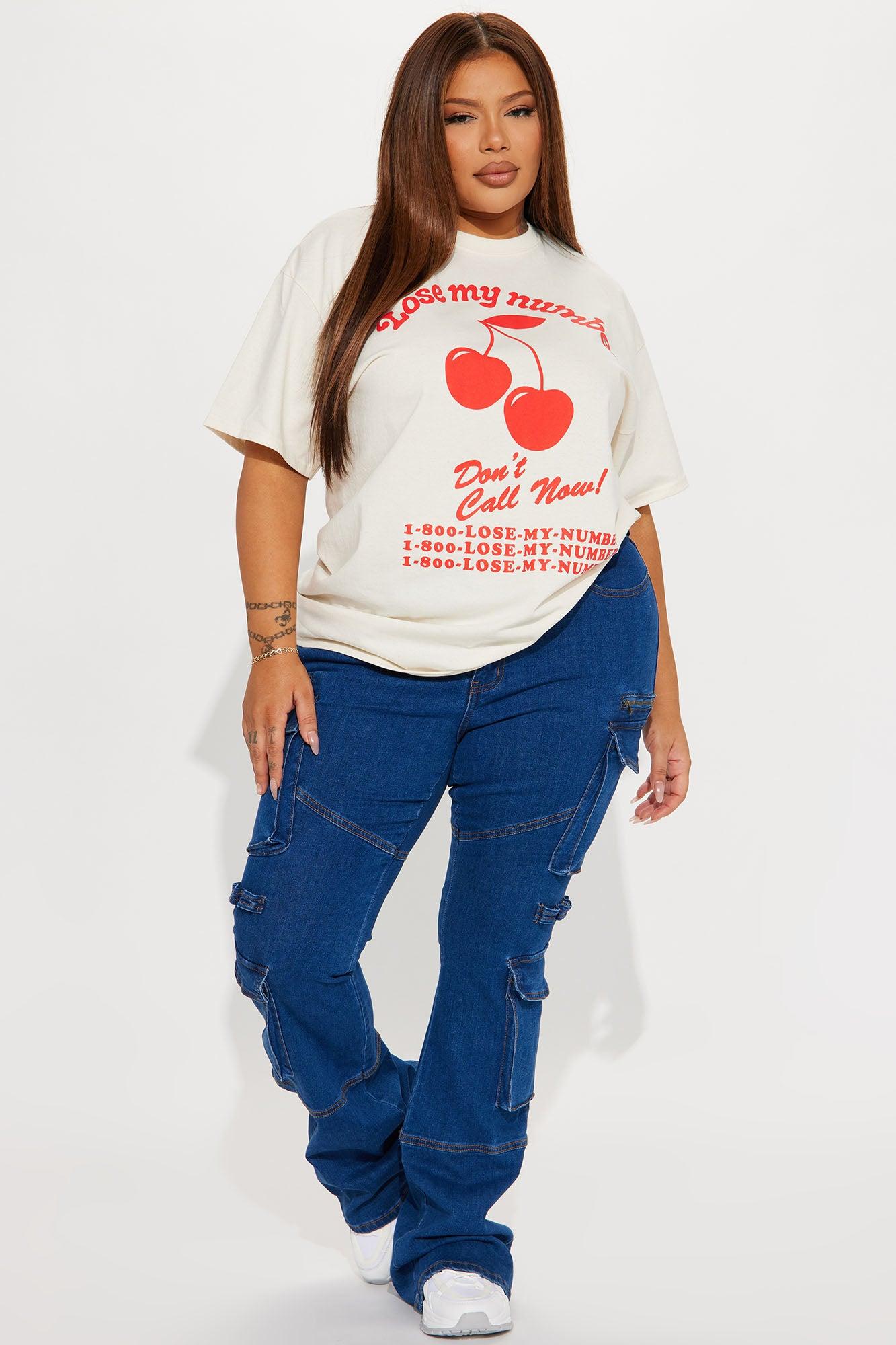 Warning You Mid Rise Stretch Flare Cargo Jean - Dark Wash Product Image