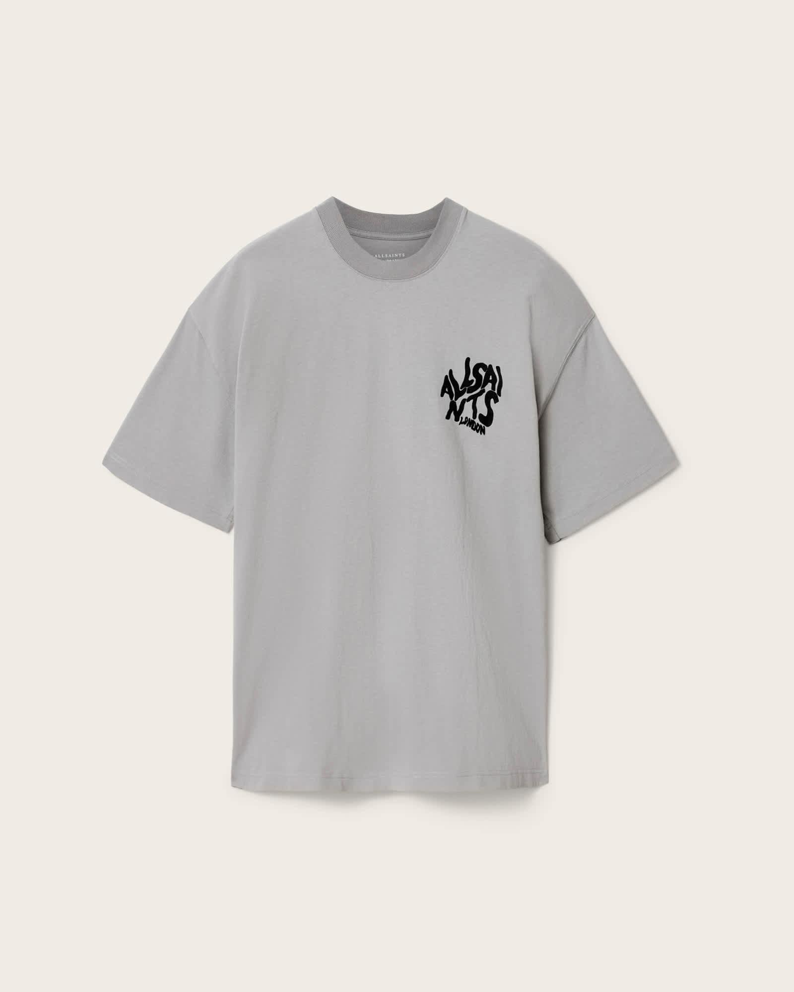 Orlando Logo Print Oversized T-Shirt Pebble Grey | ALLSAINTS US Product Image
