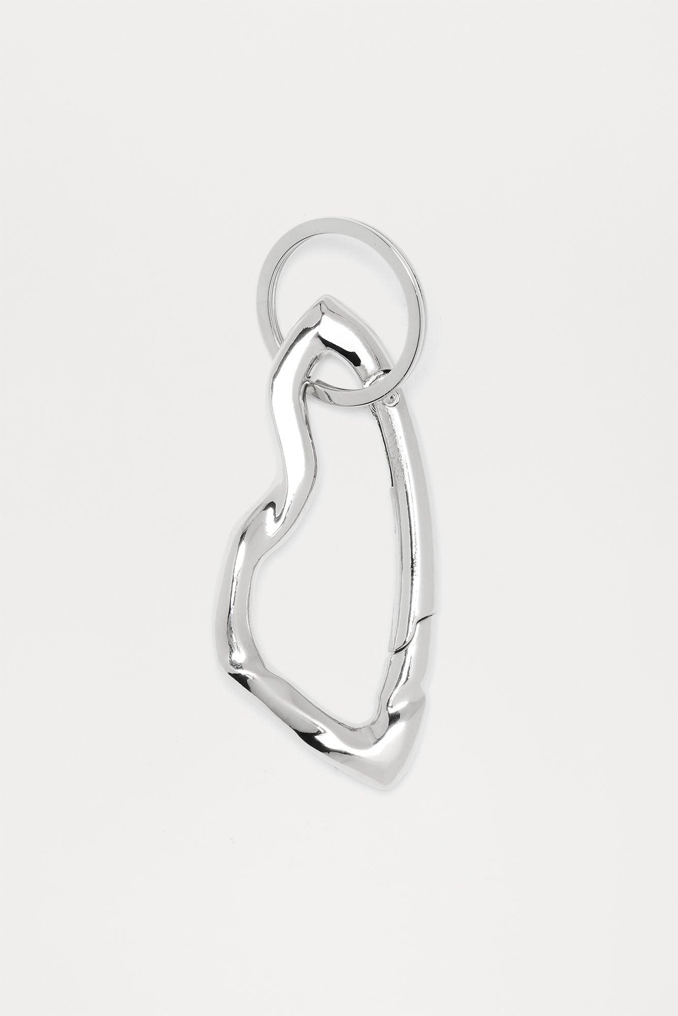 Sculpted Carabiner Jean Clip Keyring - Silver Male Product Image