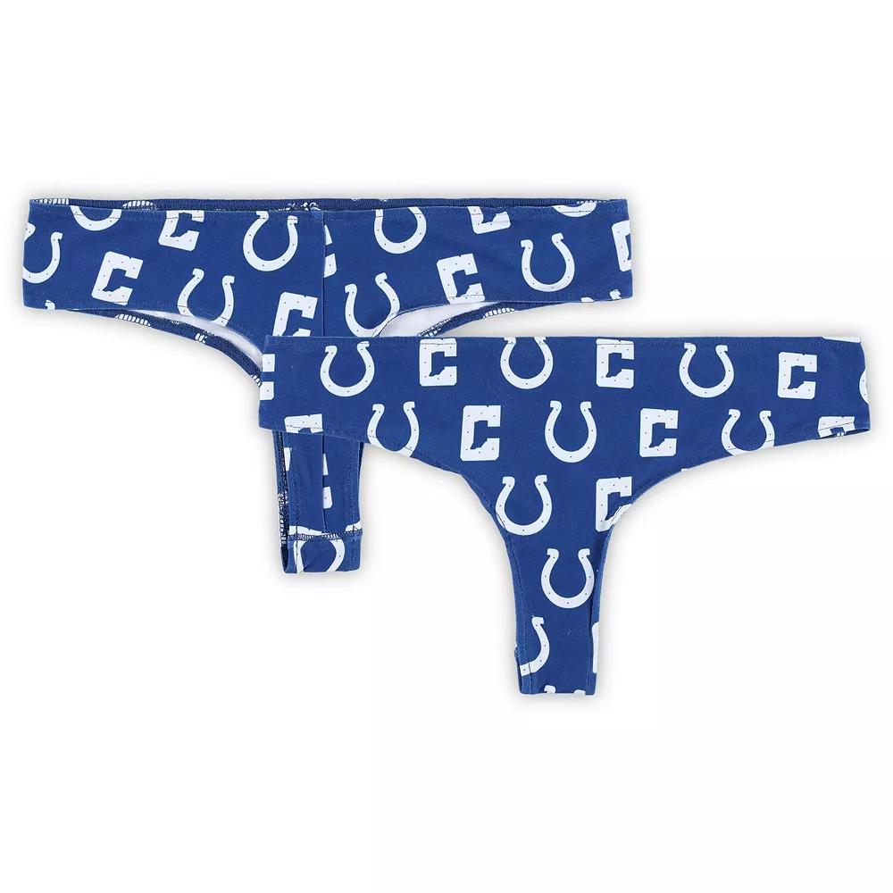 Women's Concepts Sport Royal Indianapolis Colts Record Allover Print Knit Thong, Size: Medium, Blue Product Image