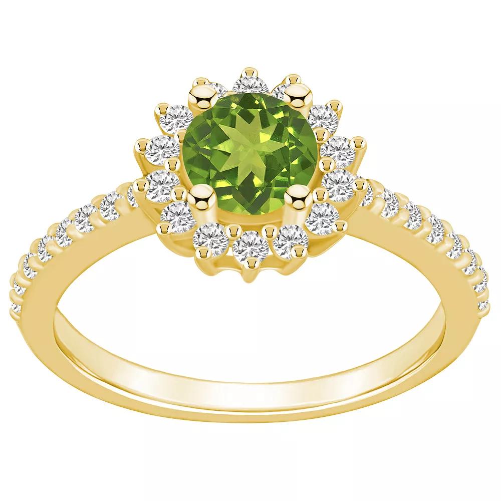 Alyson Layne 14k Gold Peridot & 1/2 Carat T.W. Diamond Halo Ring, Women's, Size: 5, Green Product Image