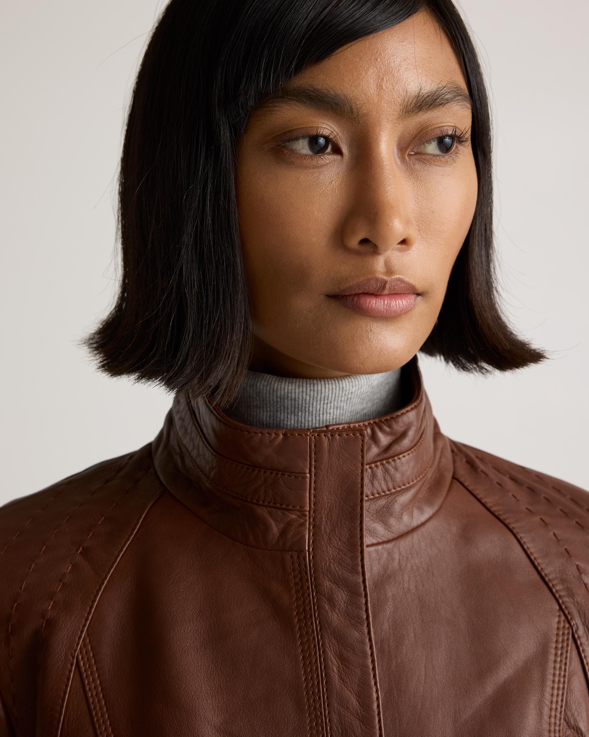 Quince | Women's Stand-Collar Jacket Size XS, Leather Product Image