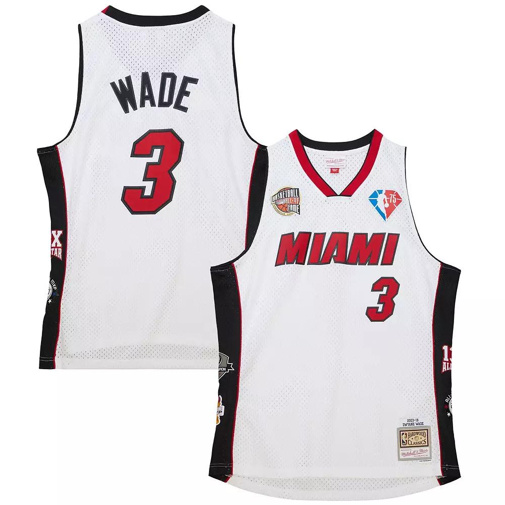 Unisex Mitchell & Ness Dwyane Wade White Miami Heat Hall of Fame Class of 2023 Throwback Swingman Jersey, Men's,  Product Image
