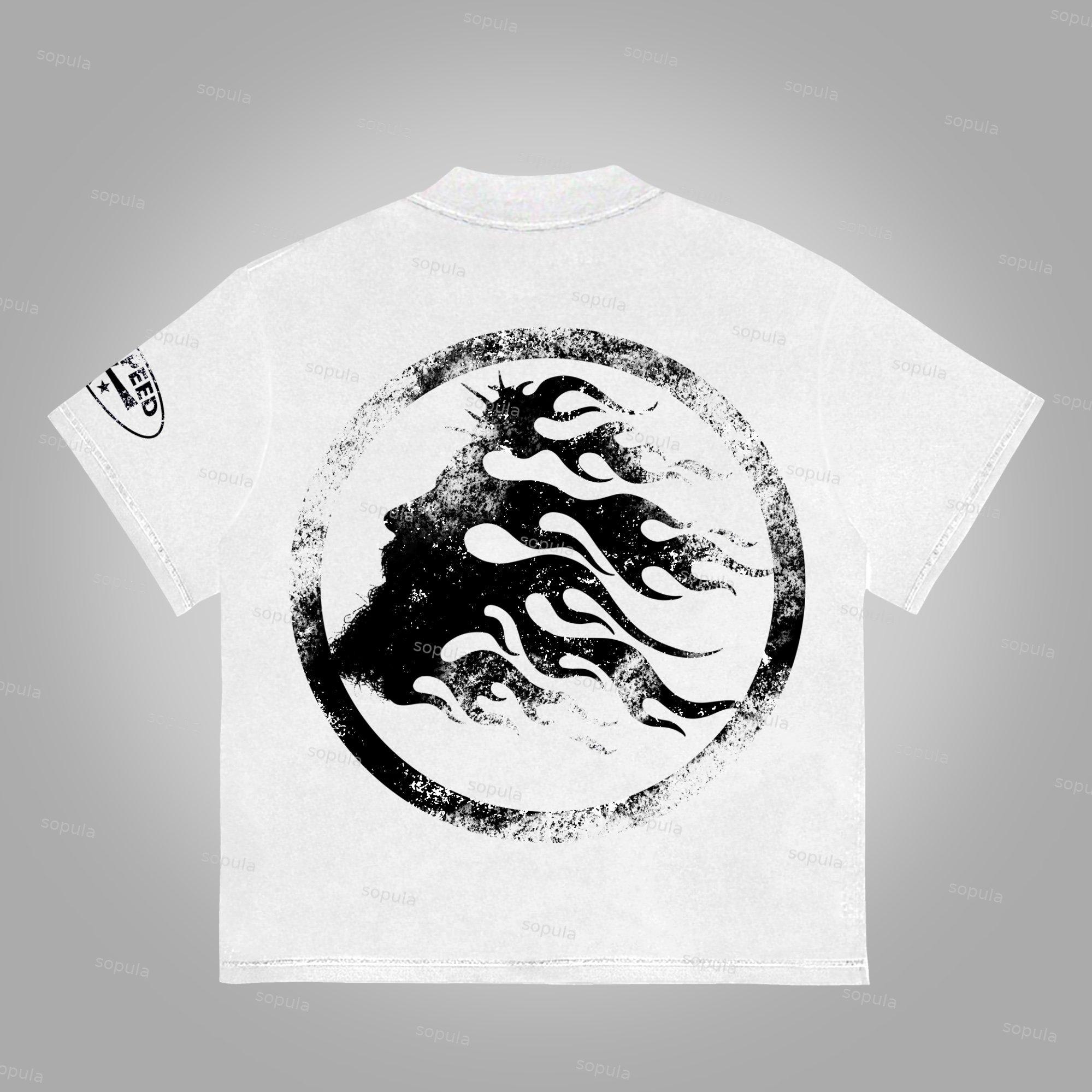 God Is With Me. Retro Vintage Printed Graphics Cotton T-Shirt Product Image