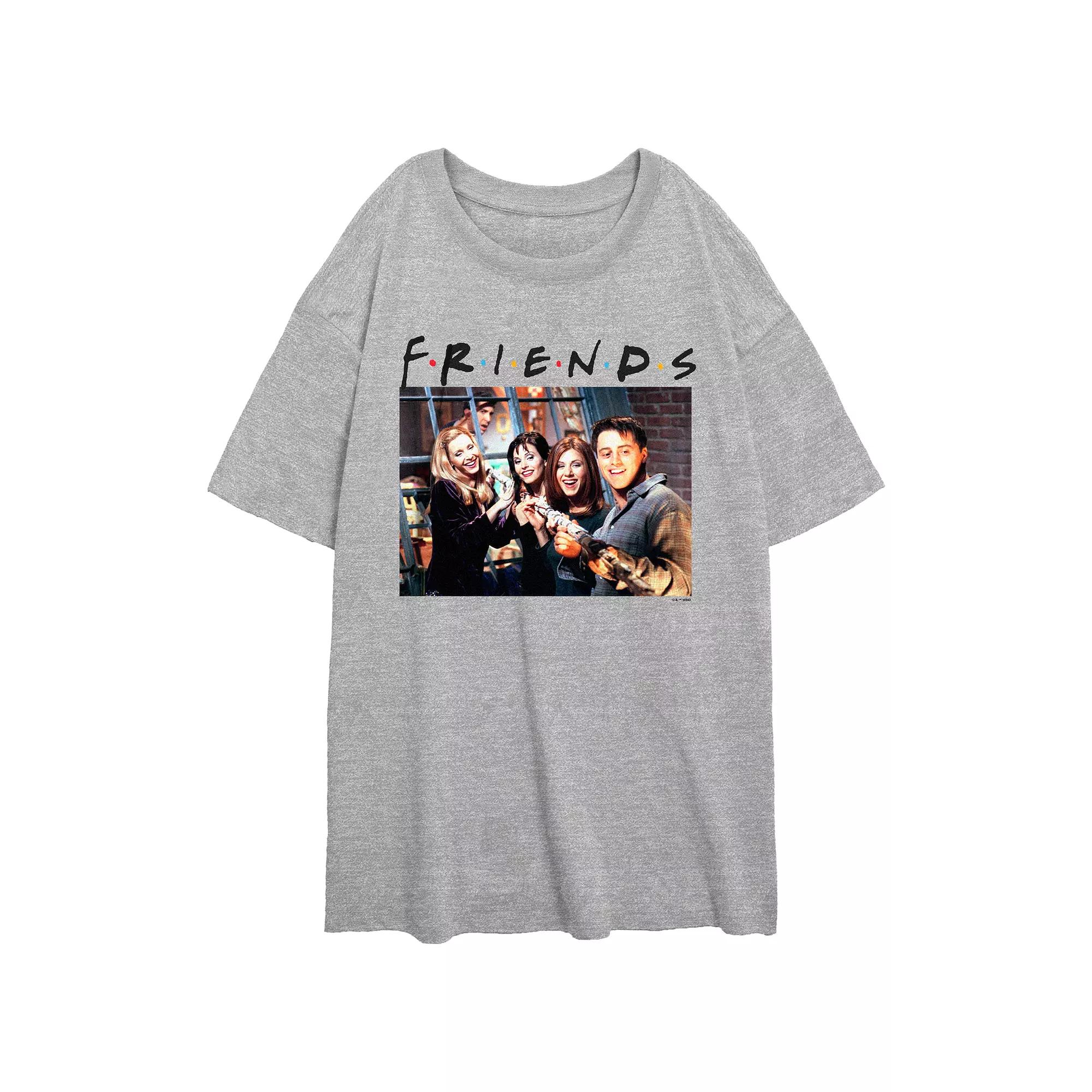 Juniors Friends Long Poking Stick Scene Oversized Graphic Tee, Womens Athletic Grey Product Image
