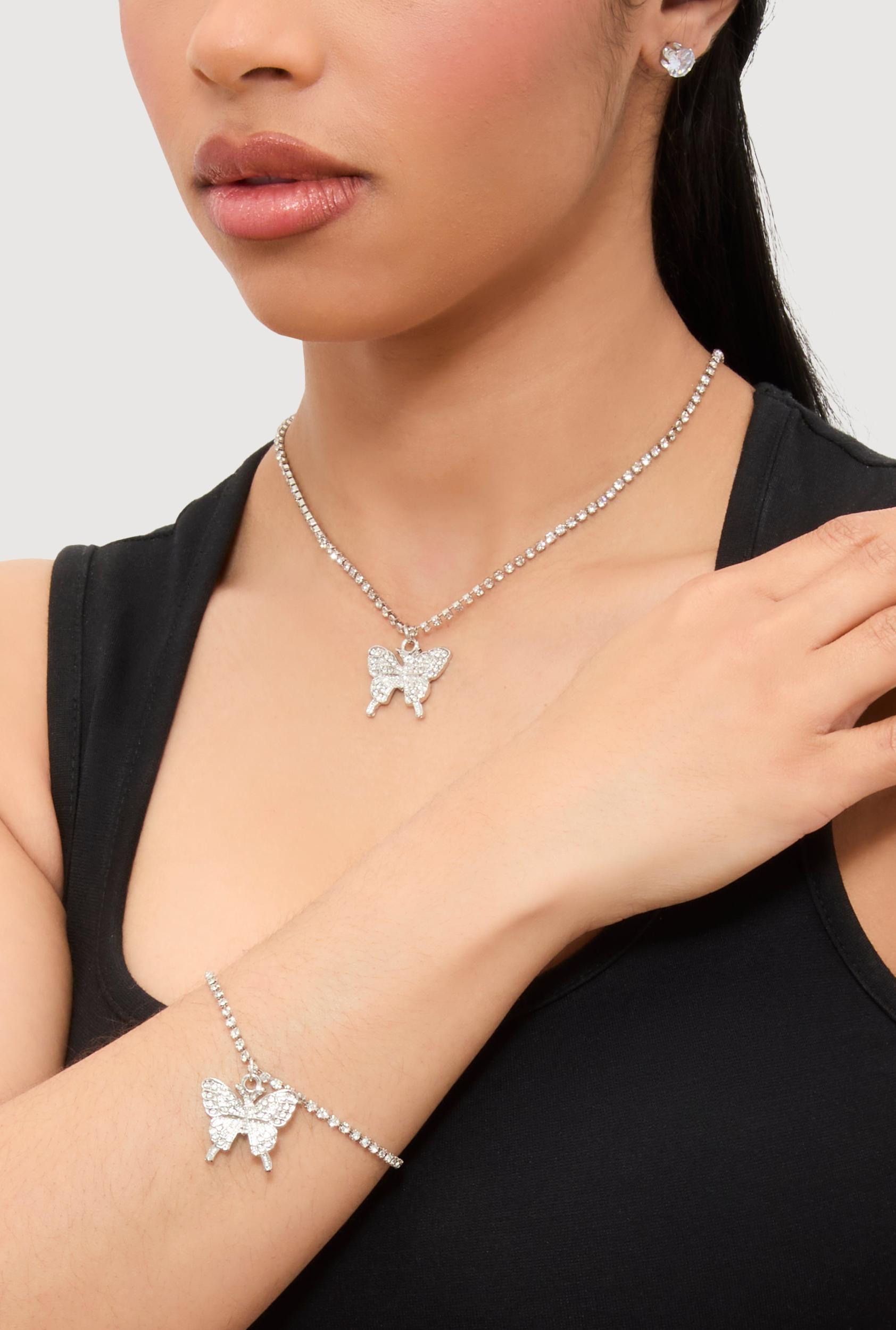 Rhinestone Assorted Charm Chain Bracelet Trio Male Product Image