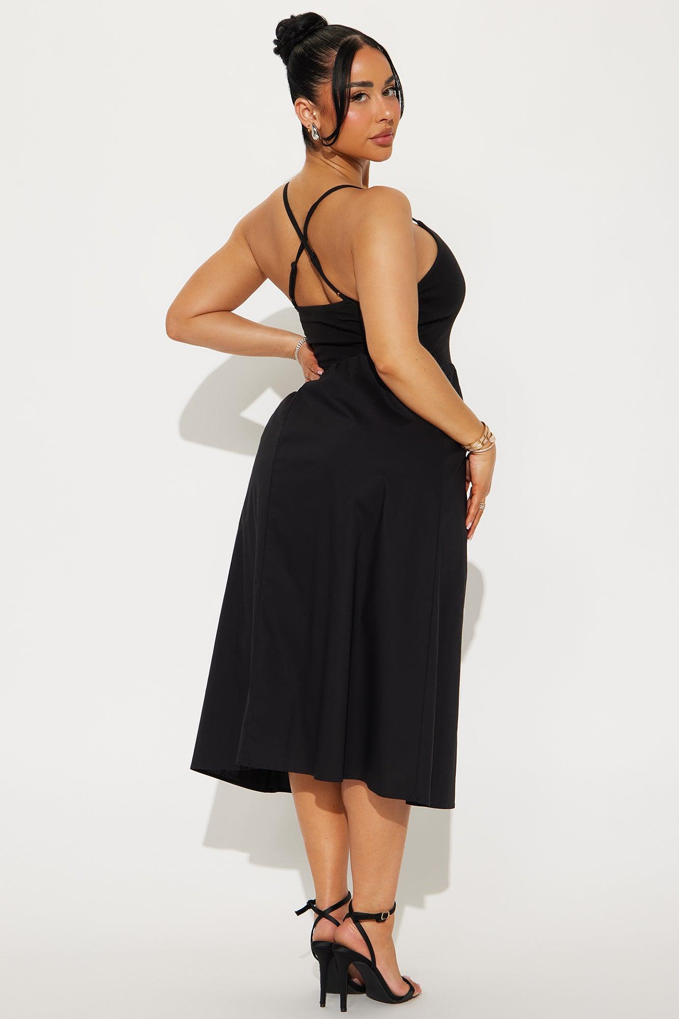 Mackenzie Flowy Midi Dress - Black Product Image