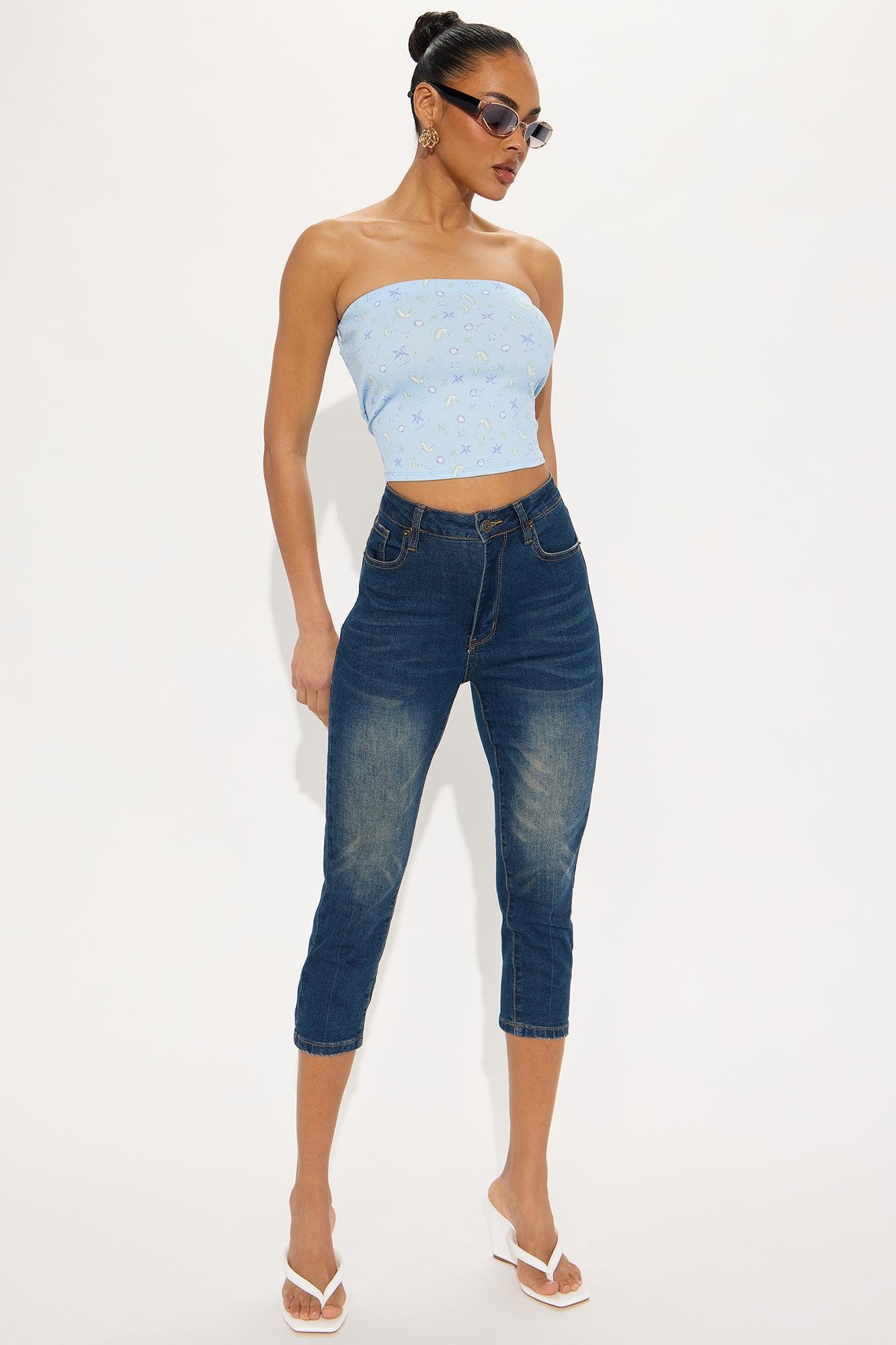 Deep Sea Ribbed Tube Top - Blue/combo Product Image