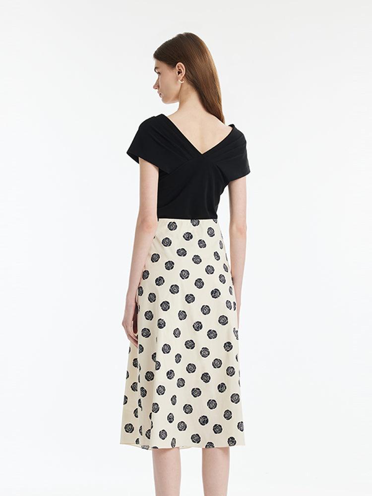 Off Shoulder 3D Rose Knotted Top And Half Skirt Two-Piece Set Product Image