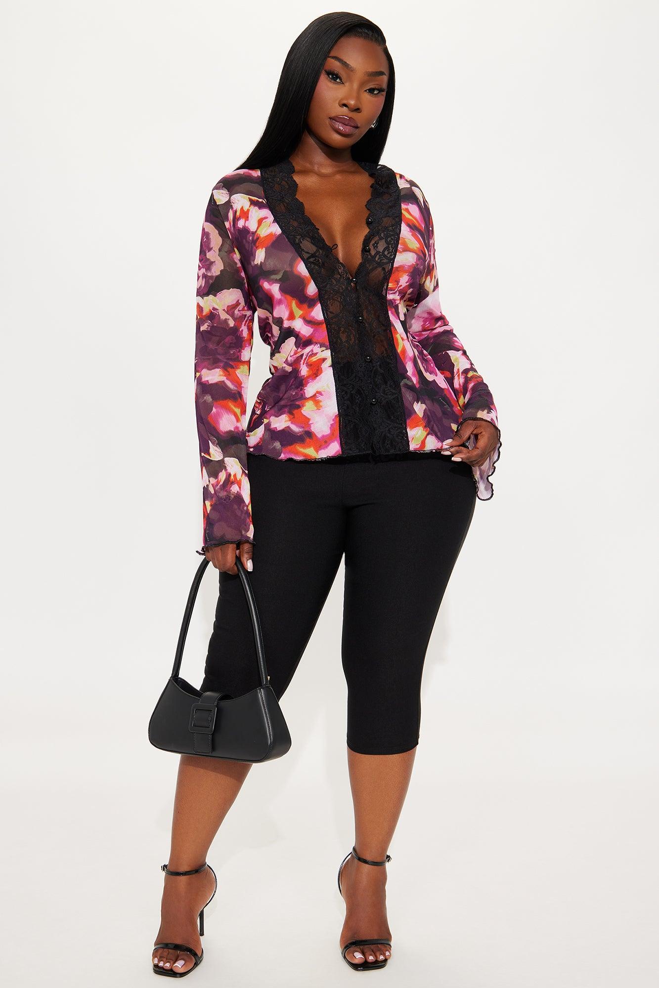 Francesca Floral Long Sleeve Mesh Top - Pink/combo Product Image
